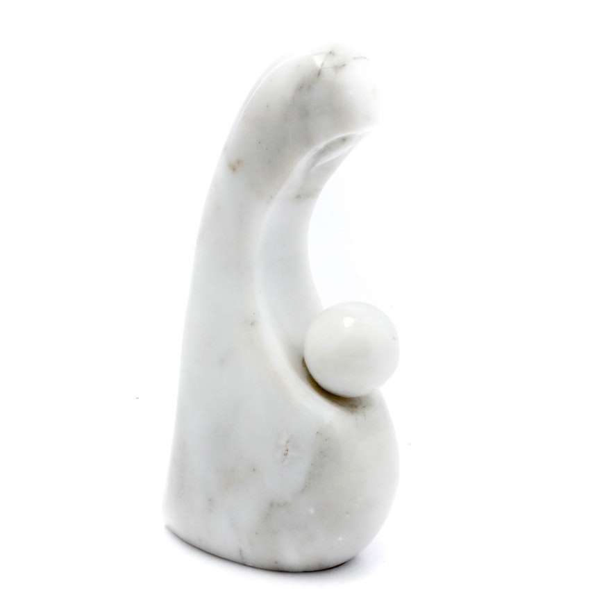 Abstract Mother and Child Marble Sculpture