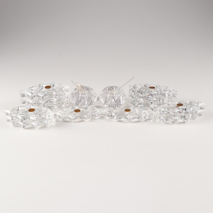 Cristallerie Lorraine Crystal Knife Rests and Salt Cellar Set