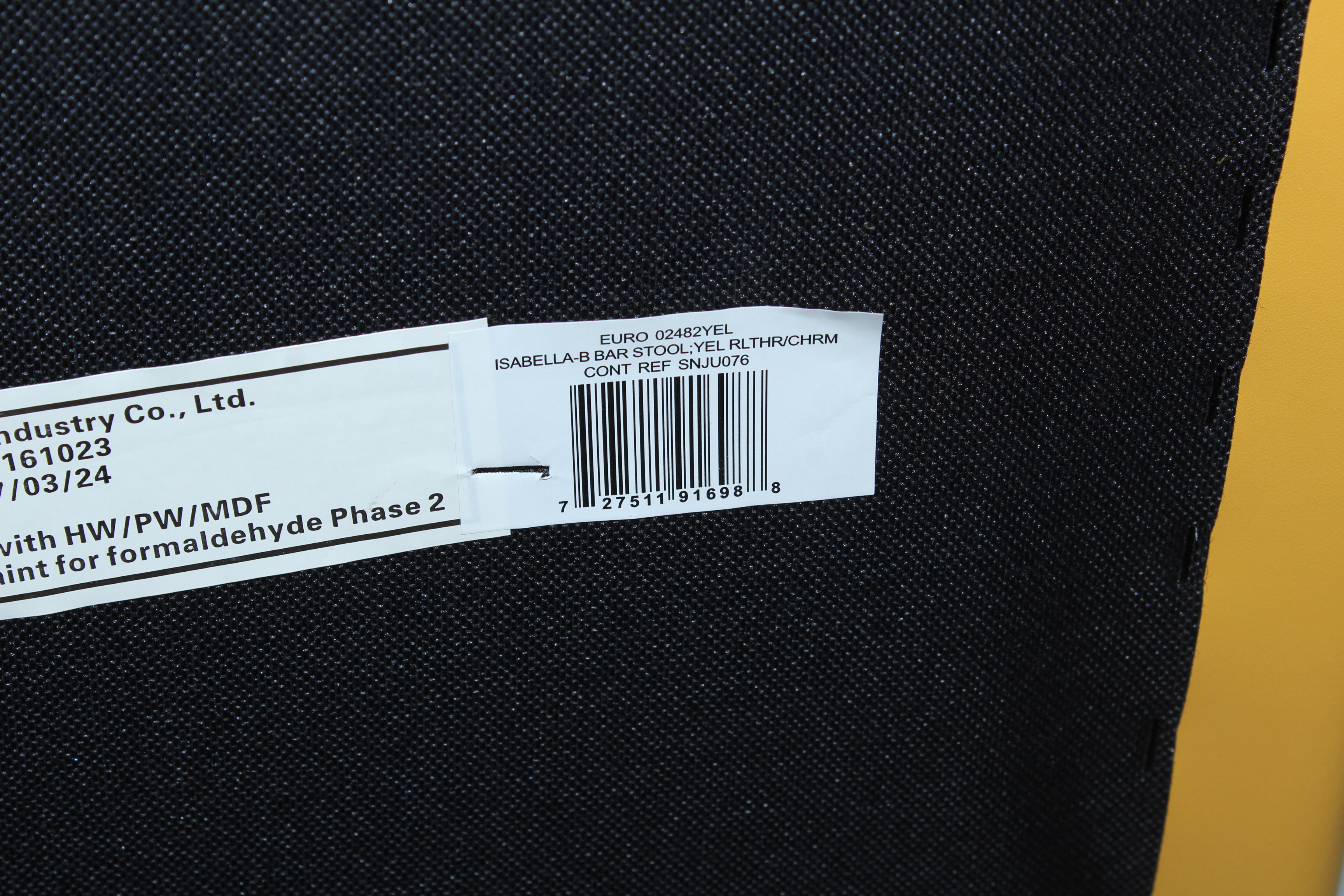 Two Leather Euro Style "Isabella" Yellow Bar Stools, Contemporary