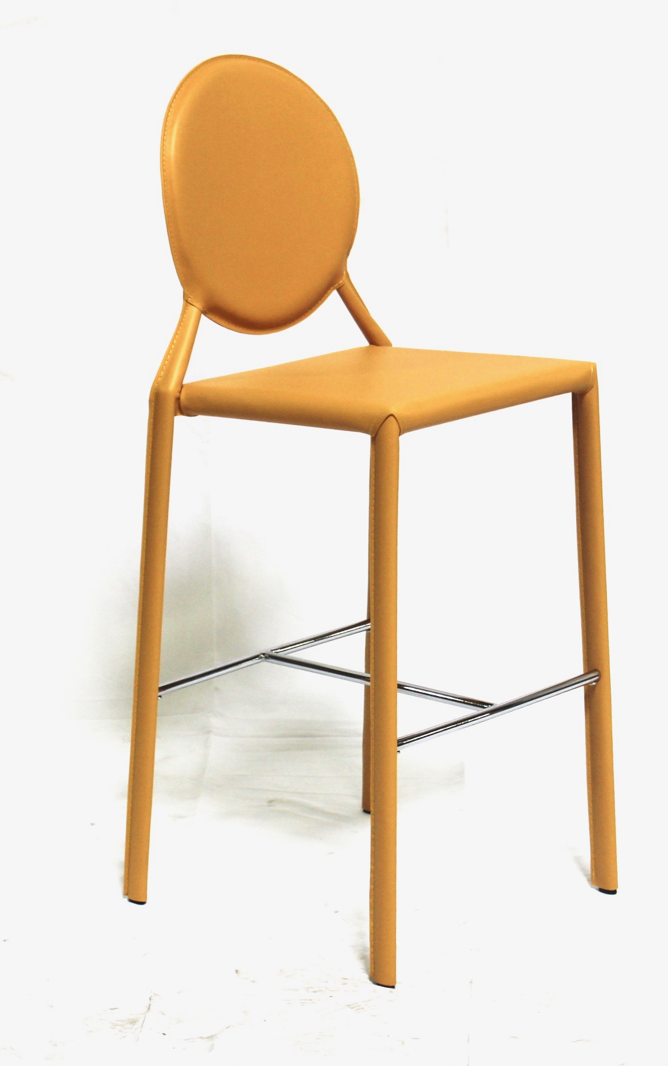 Two Leather Euro Style "Isabella" Yellow Bar Stools, Contemporary