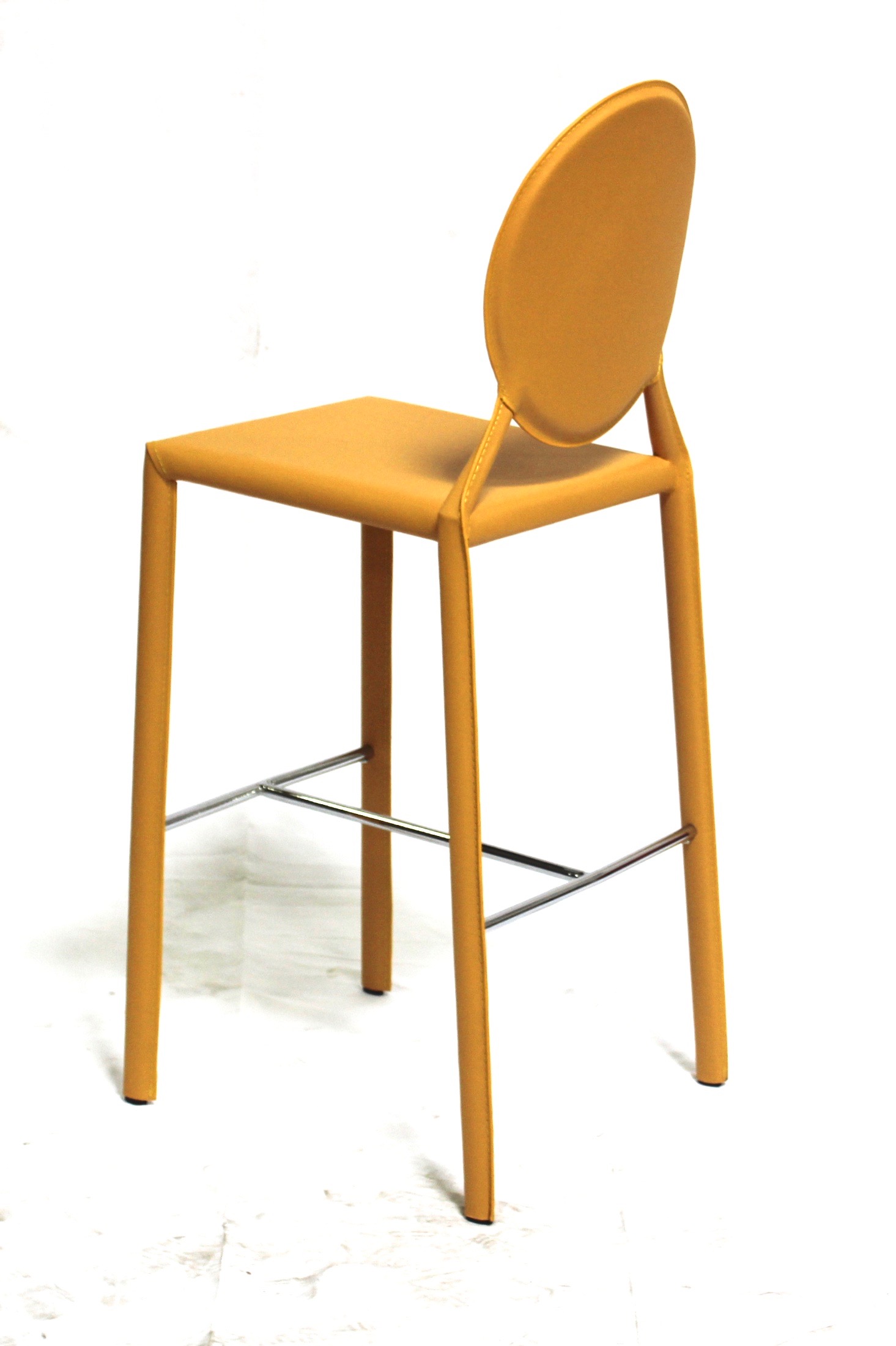 Two Leather Euro Style "Isabella" Yellow Bar Stools, Contemporary