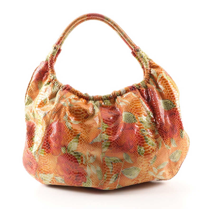 Hobo International Snakeskin and Floral Print “Summer Bloom” Hobo Bag