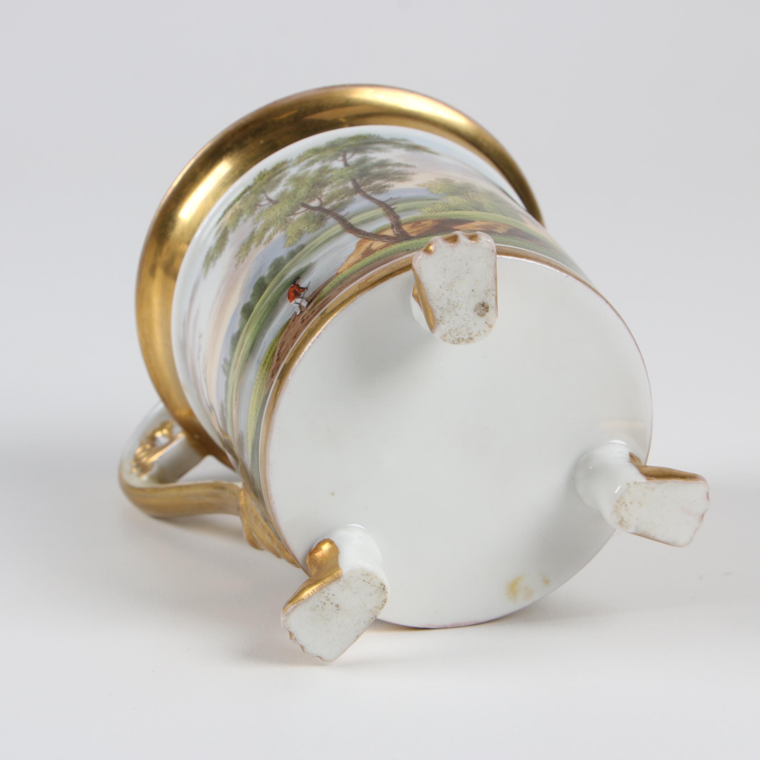 Old Paris Hand-Painted Porcelain Mug with Landscape, 19th Century