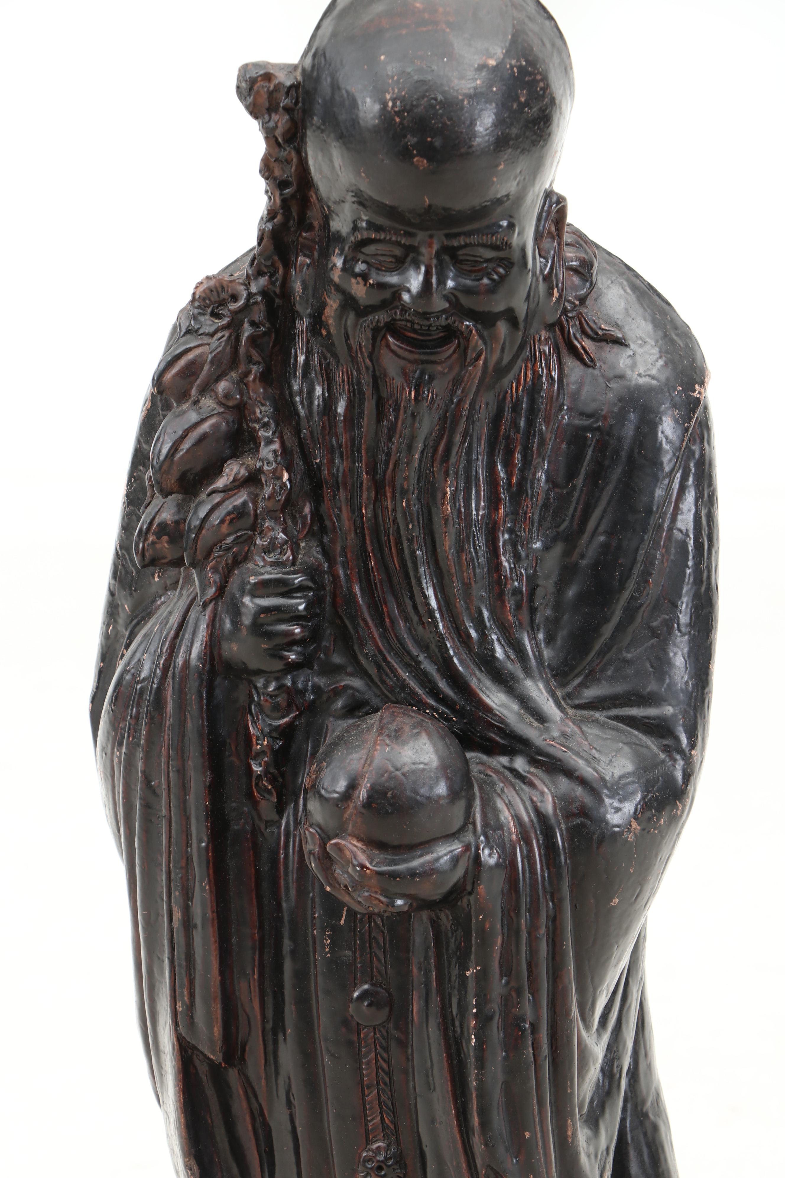 Chinese Cast Metal God of Longevity Figure