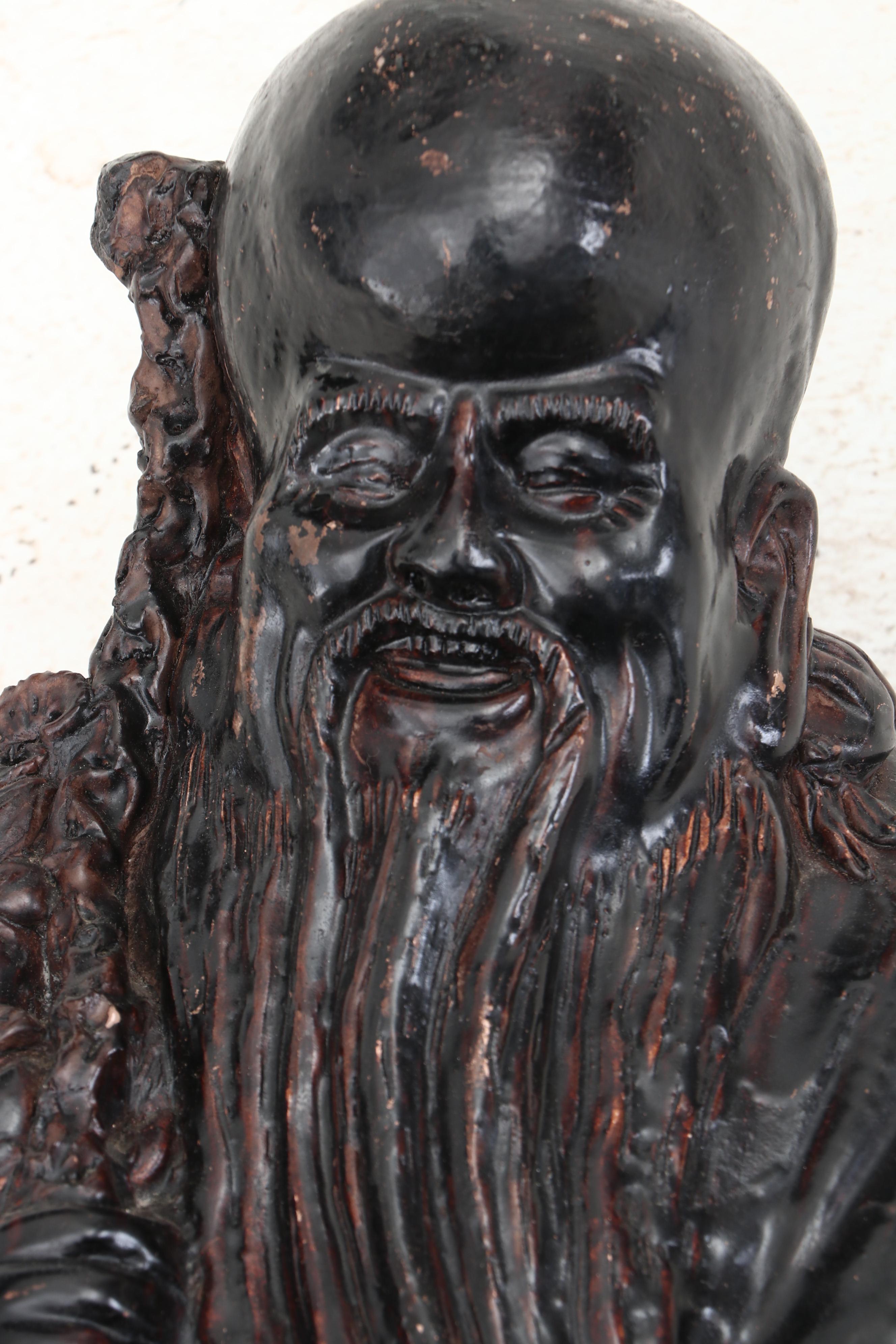 Chinese Cast Metal God of Longevity Figure