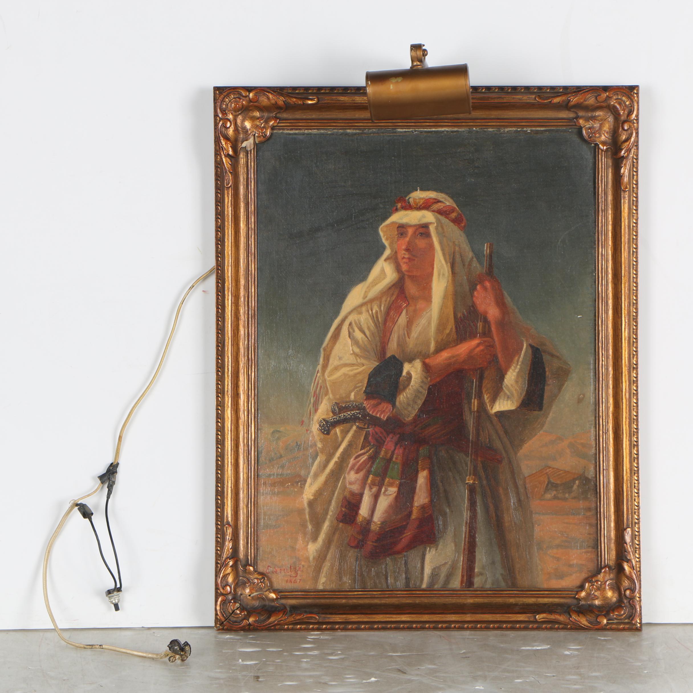 Emanuel Leutze 1867 Orientalist Oil Portrait