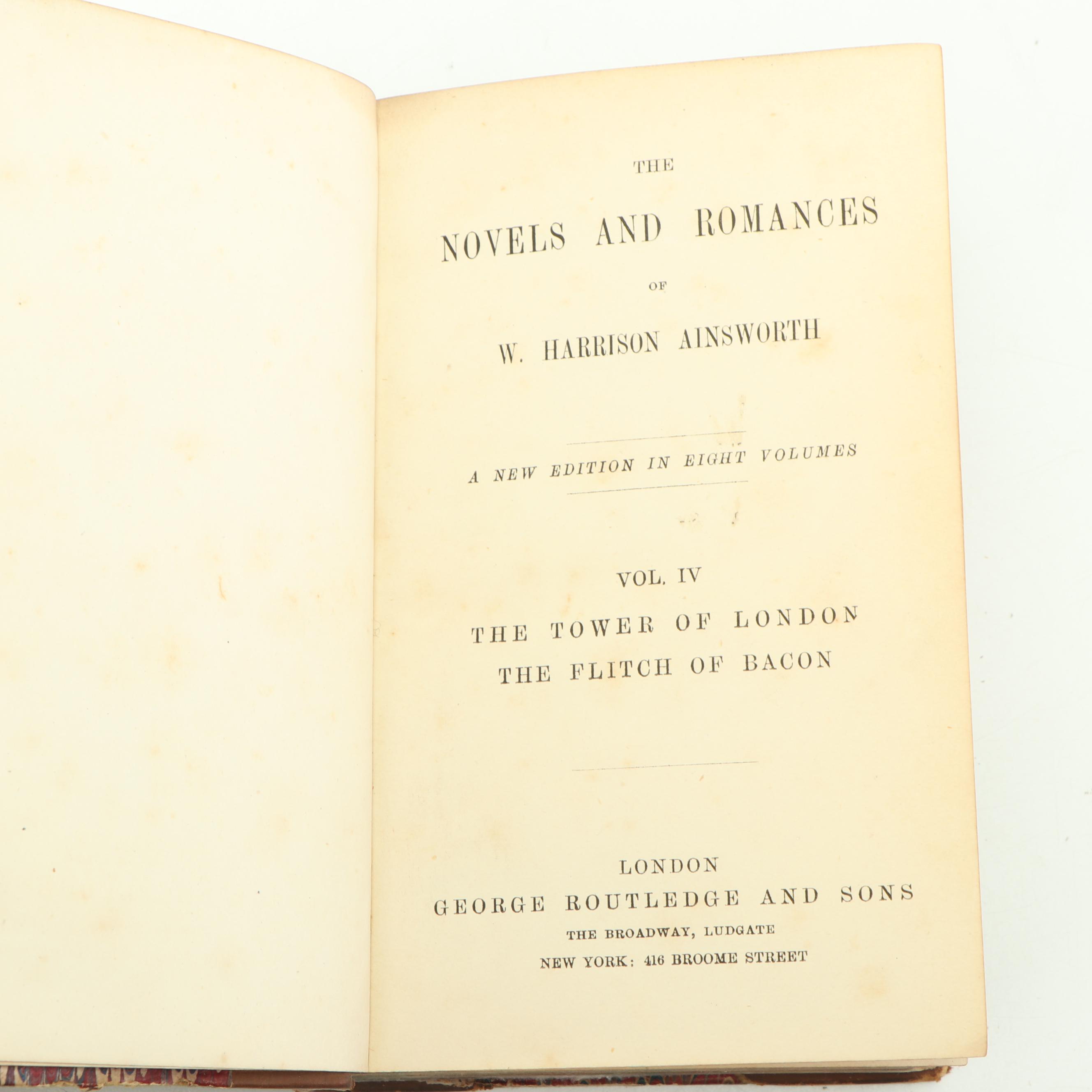 W. Harrison Ainsworth Fiction and Romance Novels, Eight Volume Set