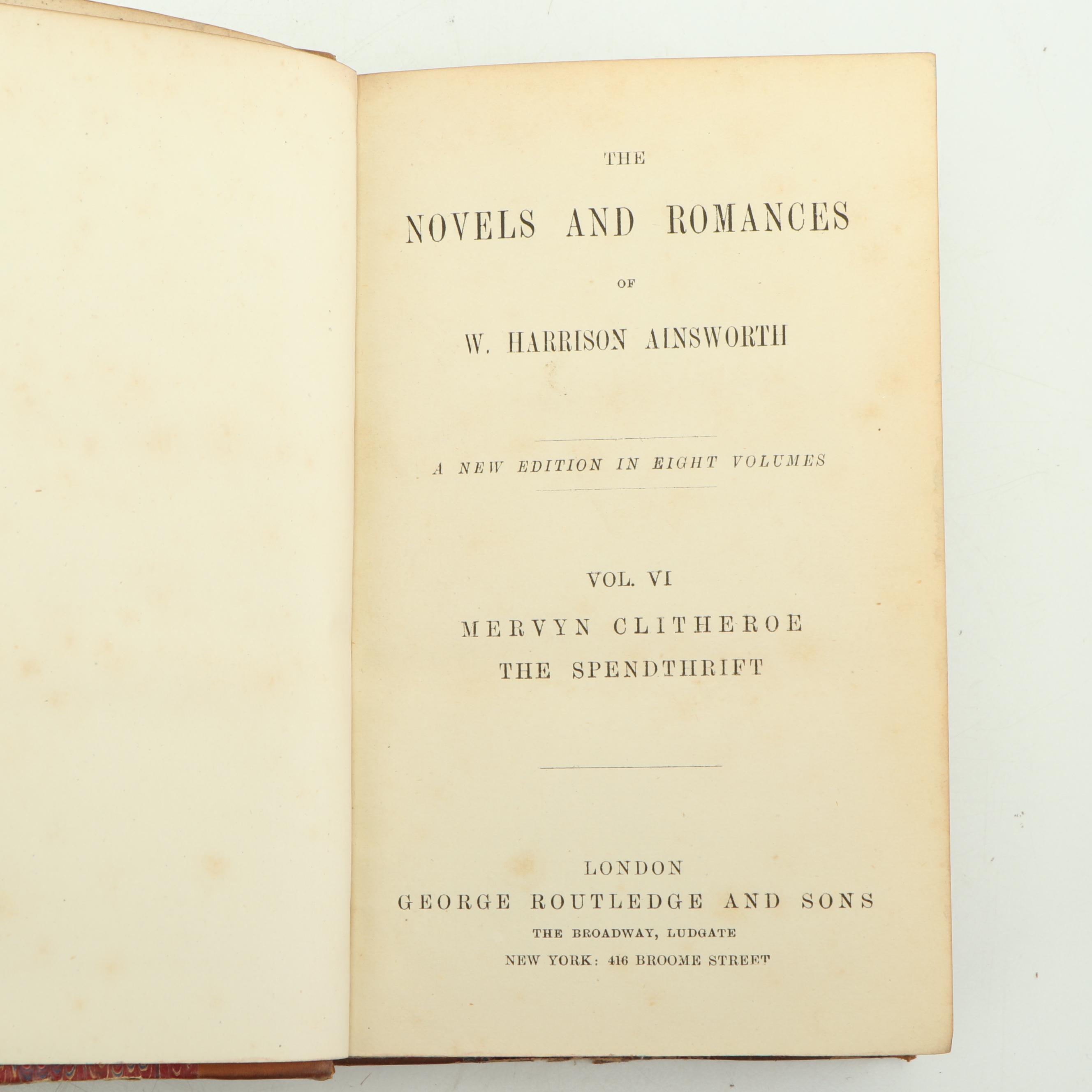 W. Harrison Ainsworth Fiction and Romance Novels, Eight Volume Set