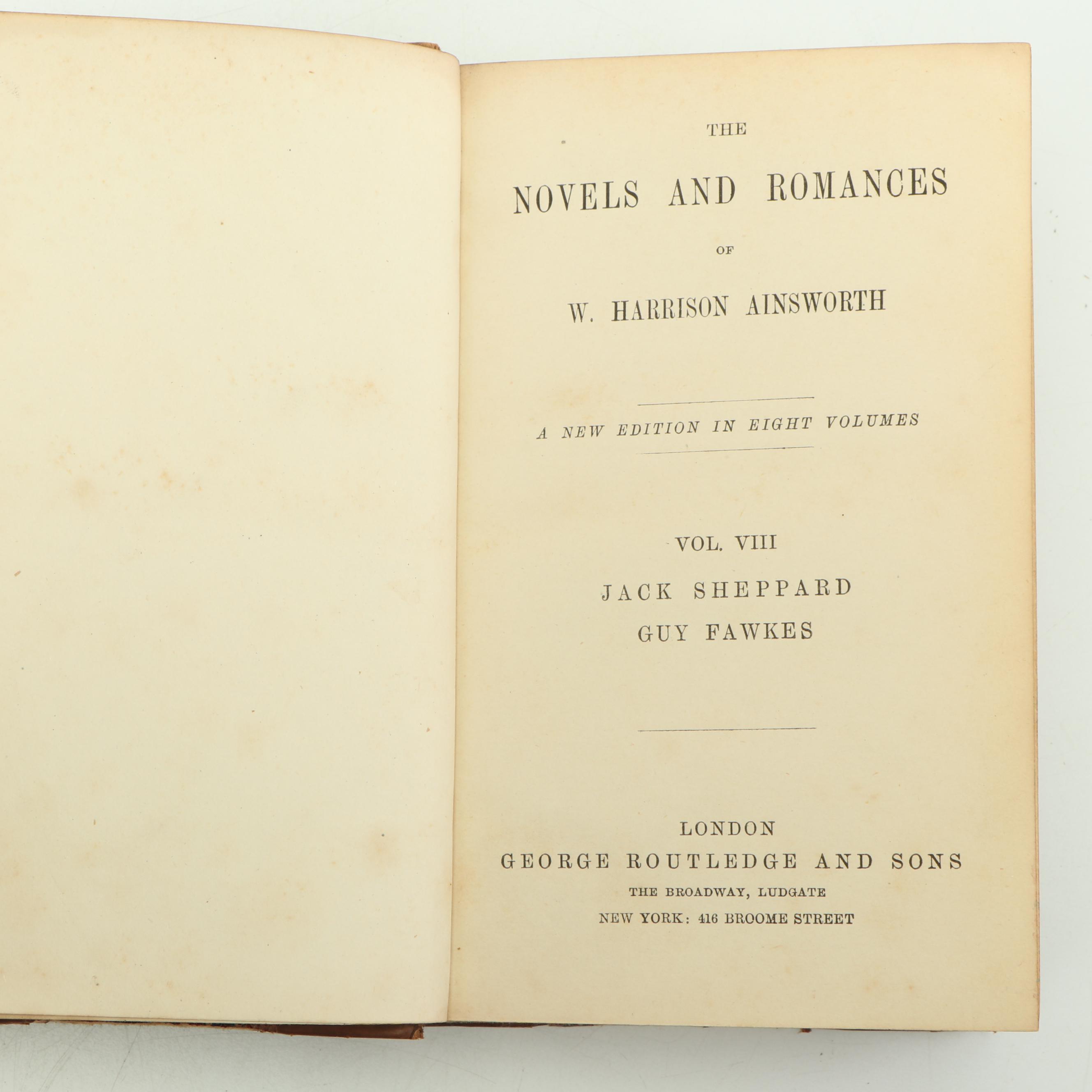 W. Harrison Ainsworth Fiction and Romance Novels, Eight Volume Set