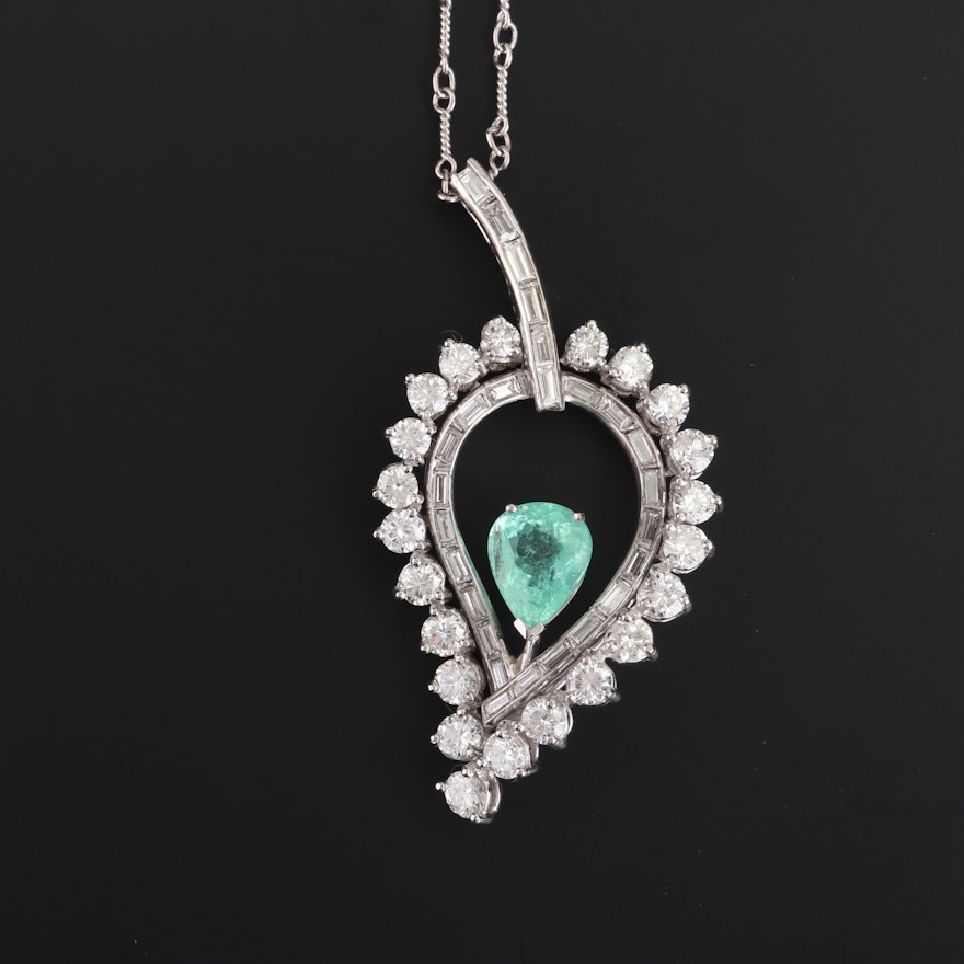 Platinum 2.42 CT Paraiba-Type Tourmaline and 4.10 CTW Diamond Necklace with GIA