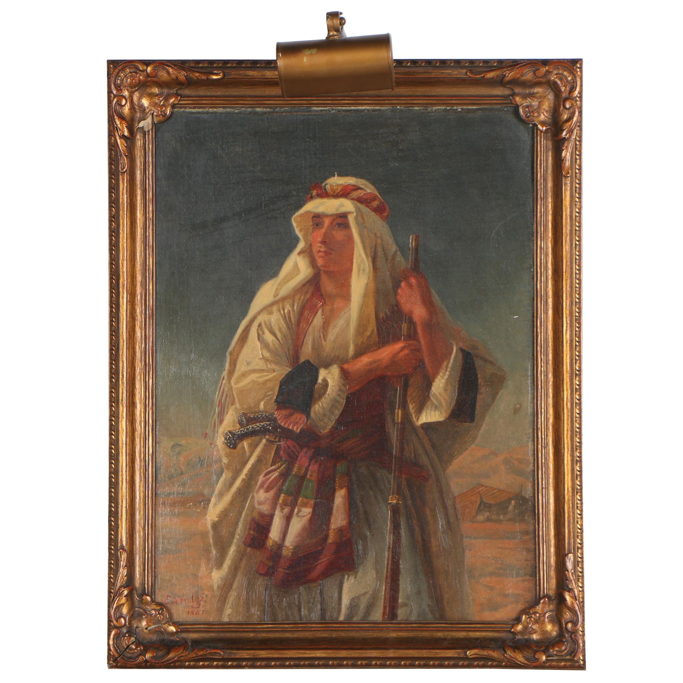 Emanuel Leutze 1867 Orientalist Oil Portrait