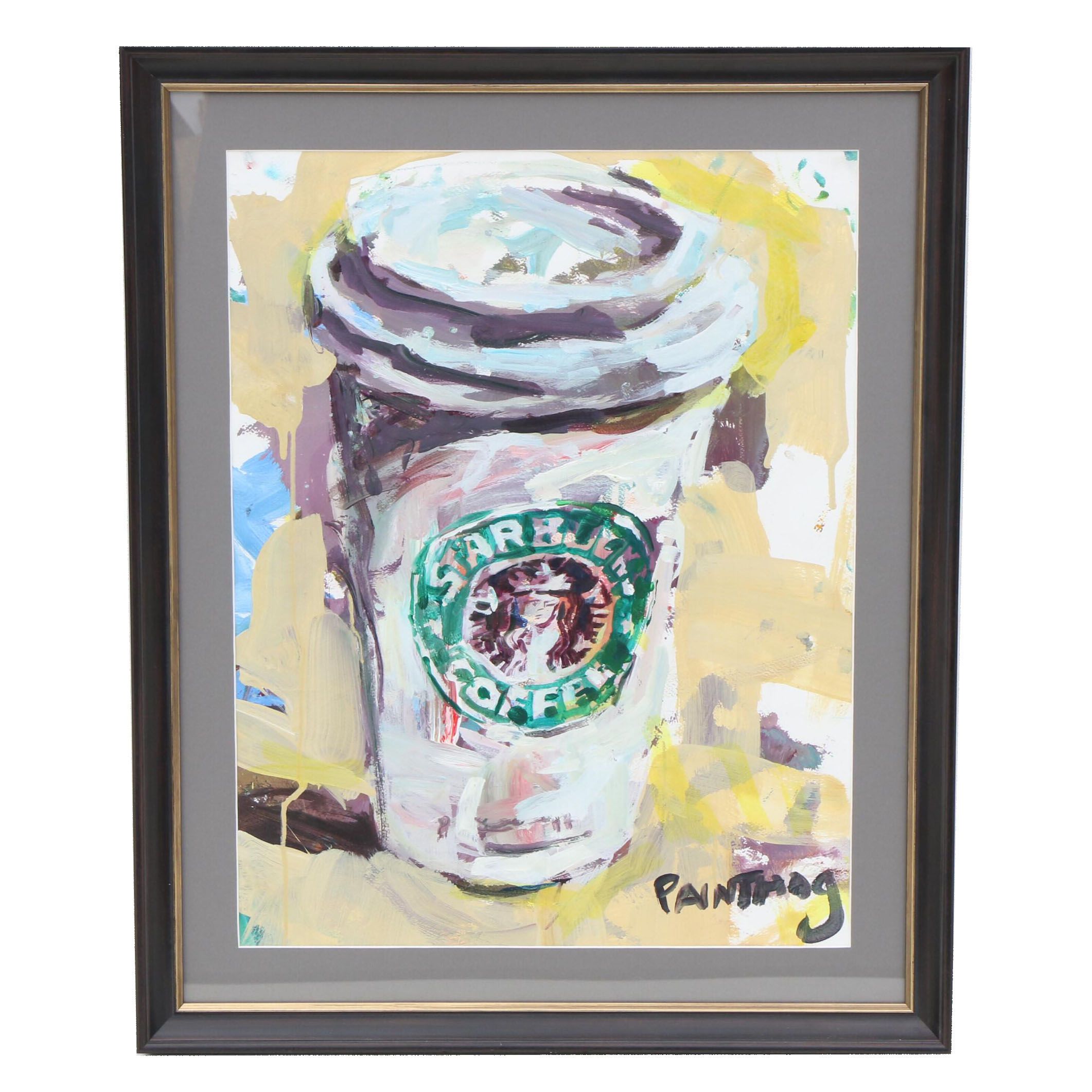 Robert Joyner Acrylic Painting of Starbucks Coffee Cup