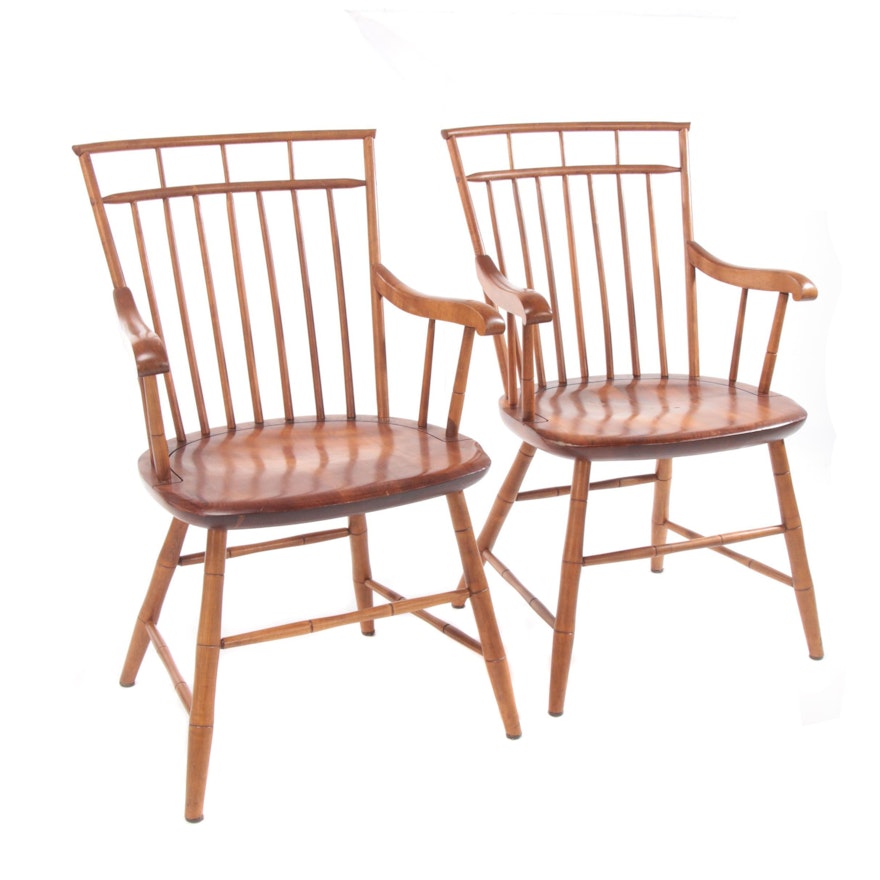 Pair of Hagerty "Cohasset Colonial" Windsor Birdcage Armchairs, 20th Century