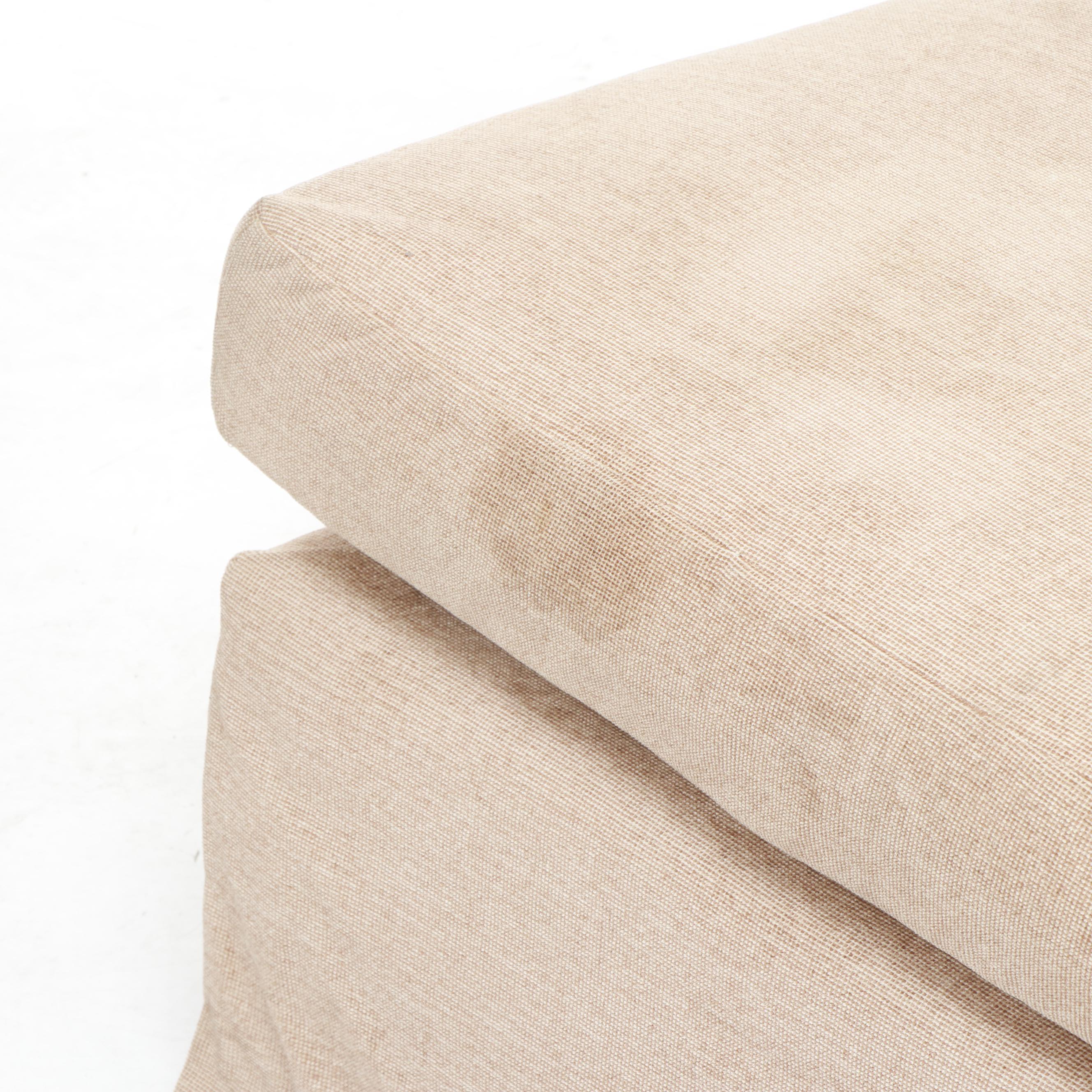 Contemporary Beige Chaise Lounge with Throw Pillow