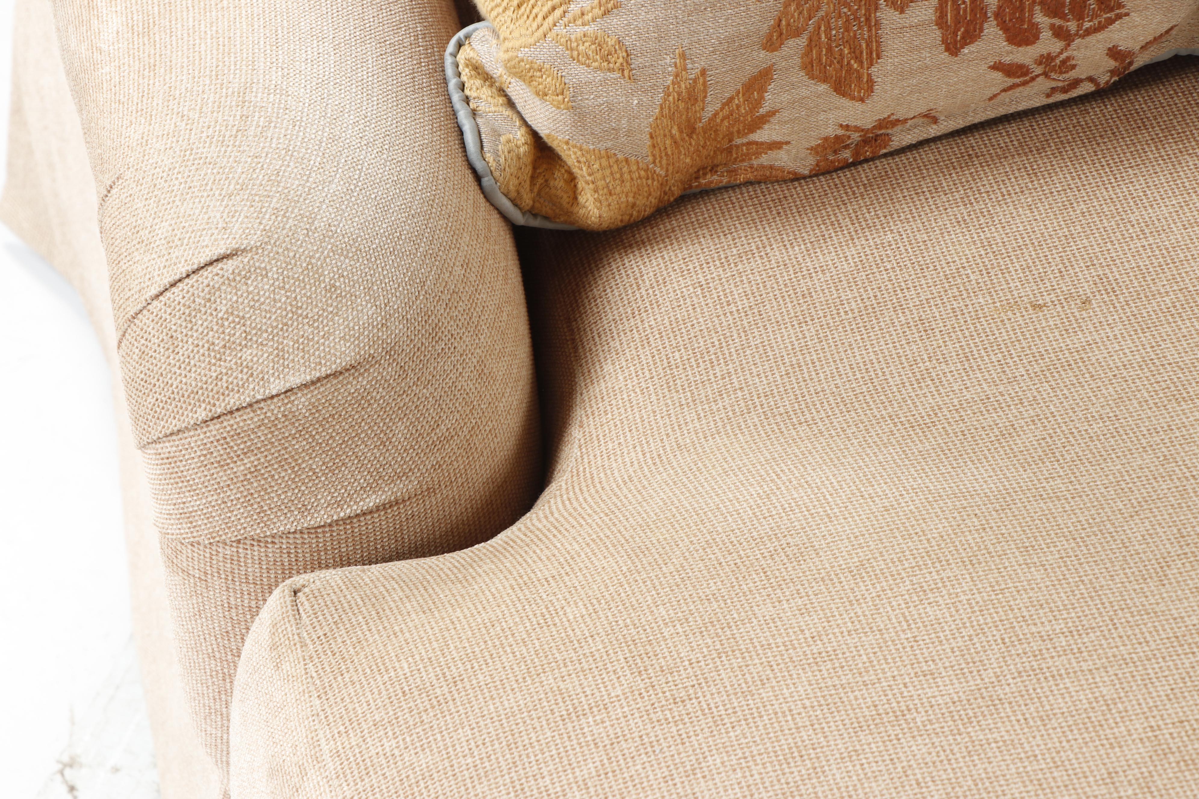 Contemporary Beige Chaise Lounge with Throw Pillow