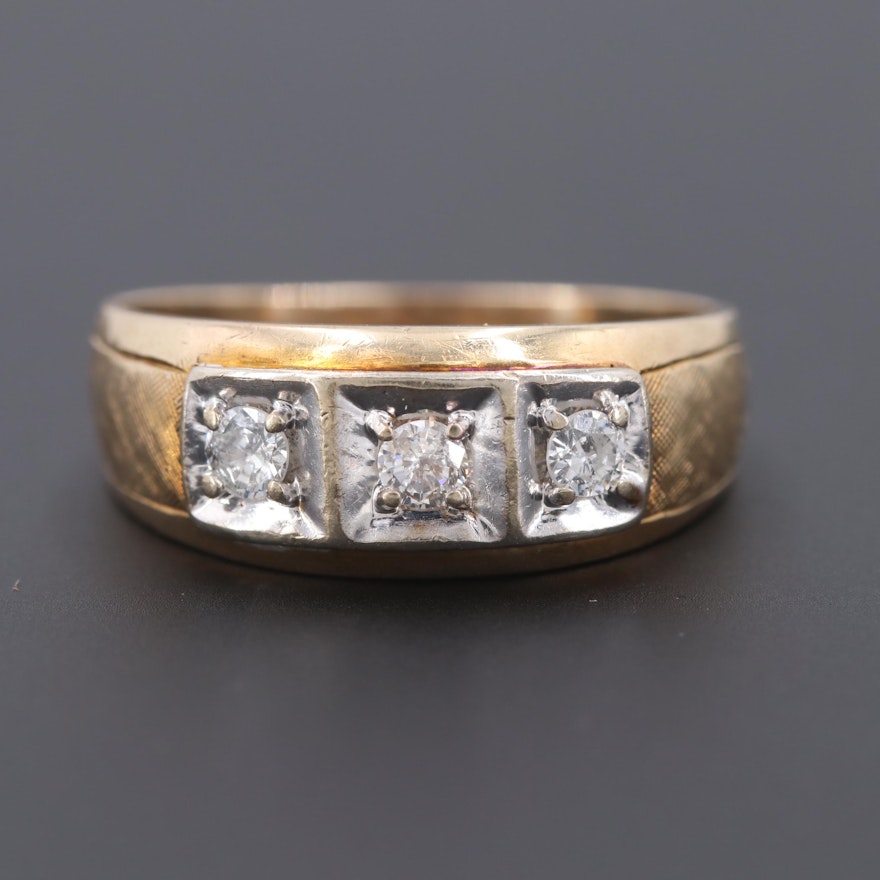 14K Yellow and White Gold Diamond Ring