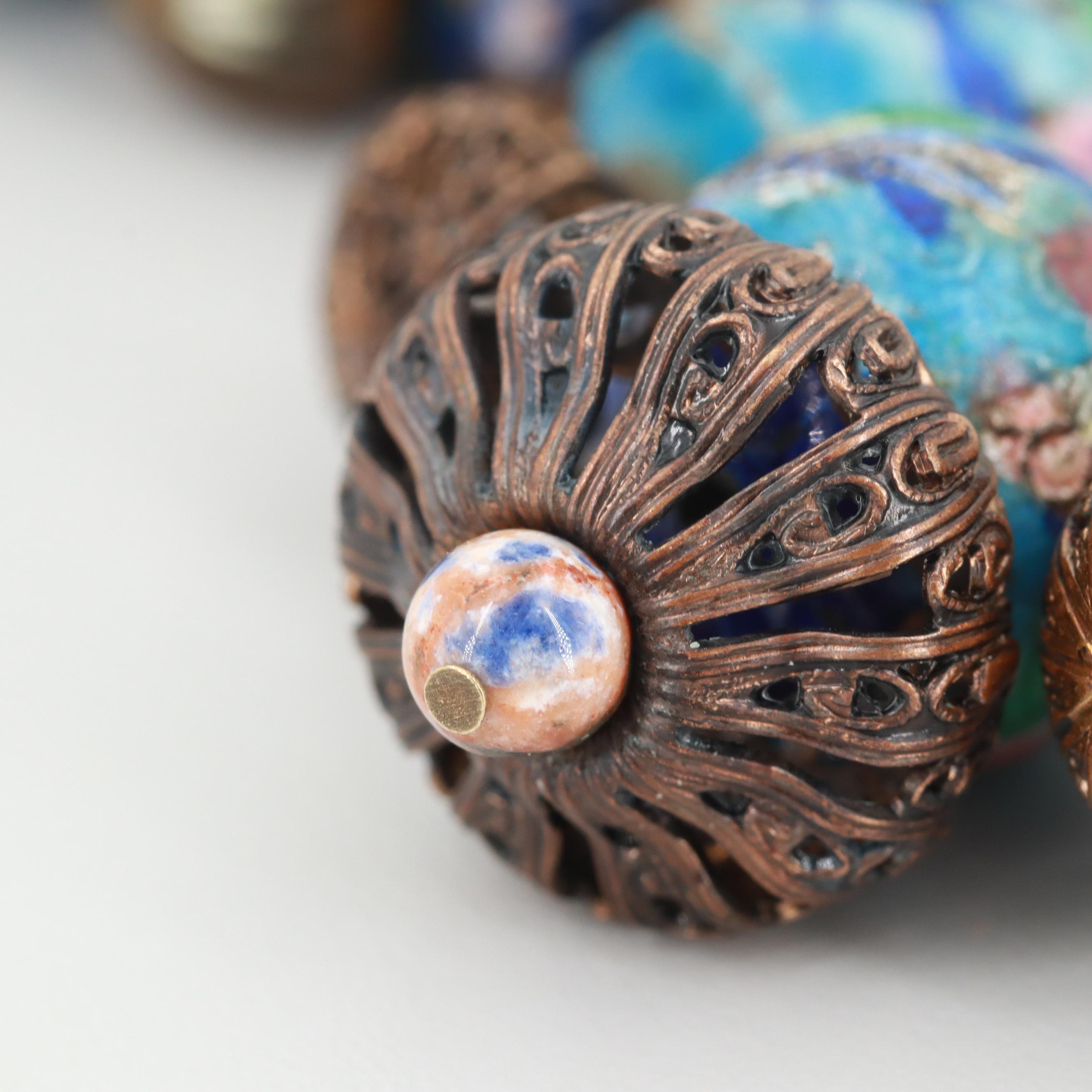 Attributed to Miriam Haskell Chinese Enamel and Glass Bead Necklace, 1930s