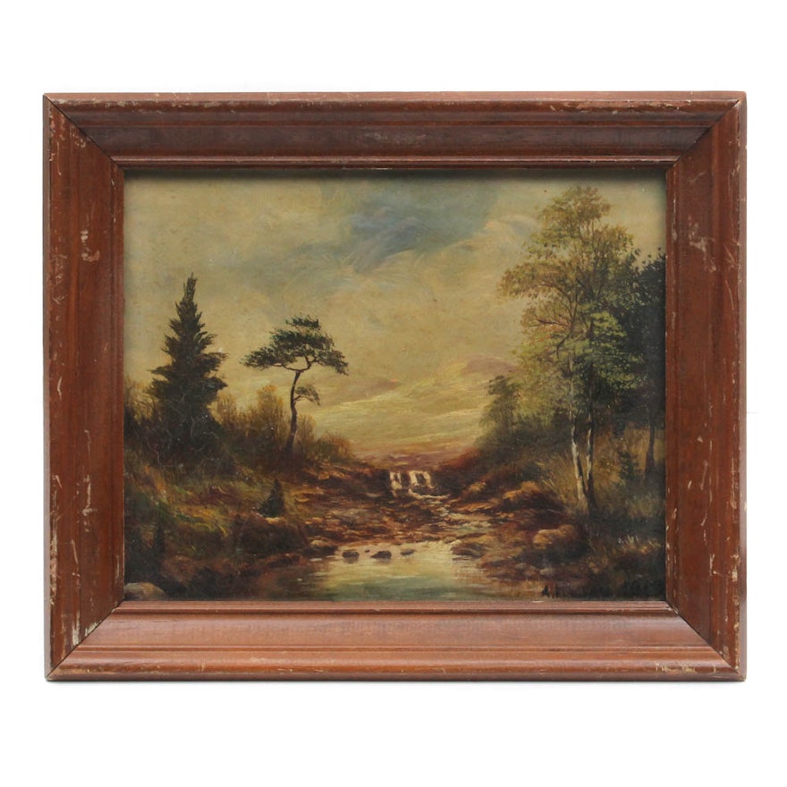 19th Century T. Lindsay Landscape Oil Painting