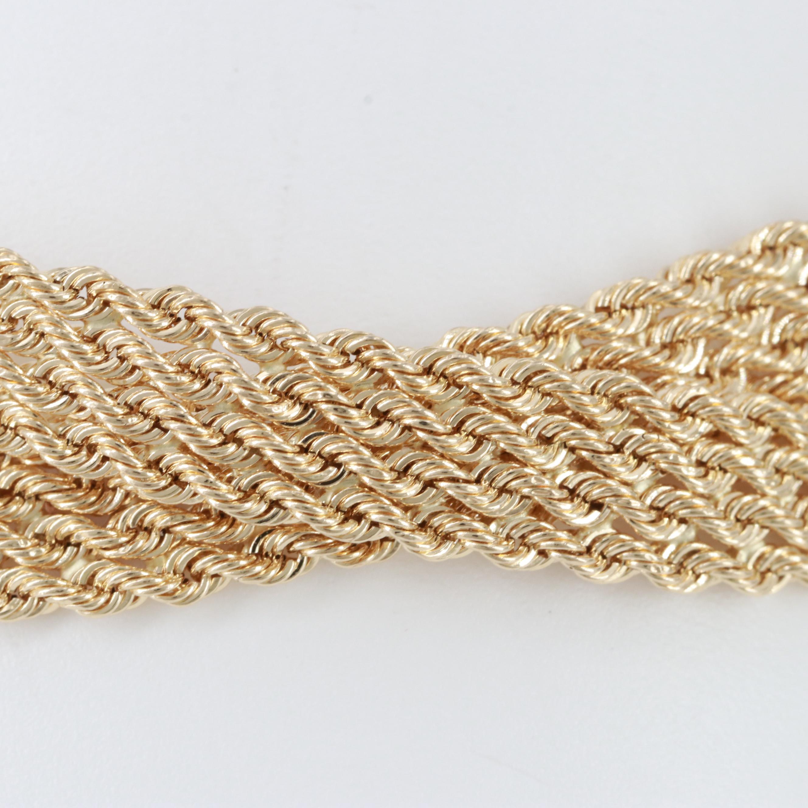14K Yellow Gold Braided Multi-Strand Rope Chain Bracelet