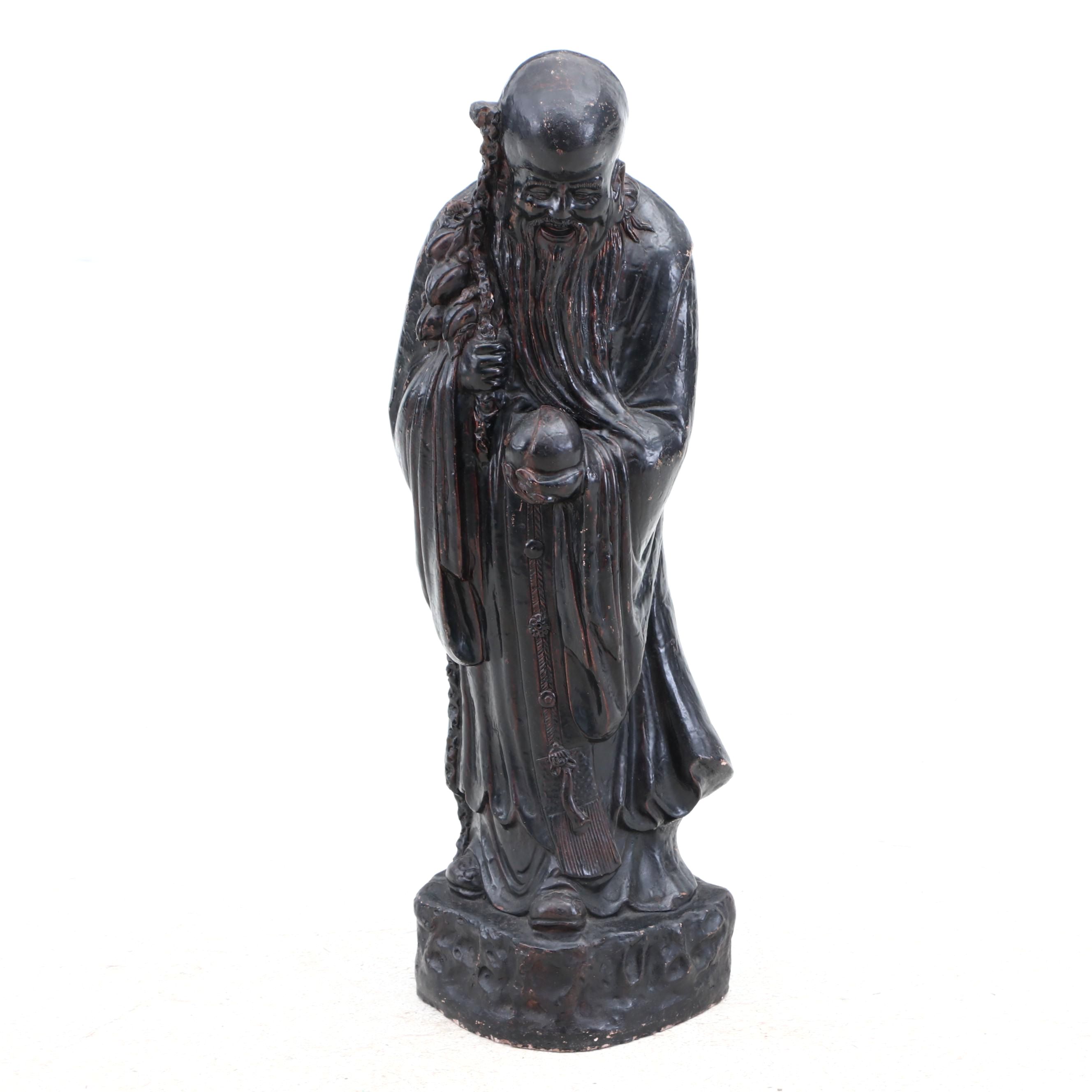 Chinese Cast Metal God of Longevity Figure