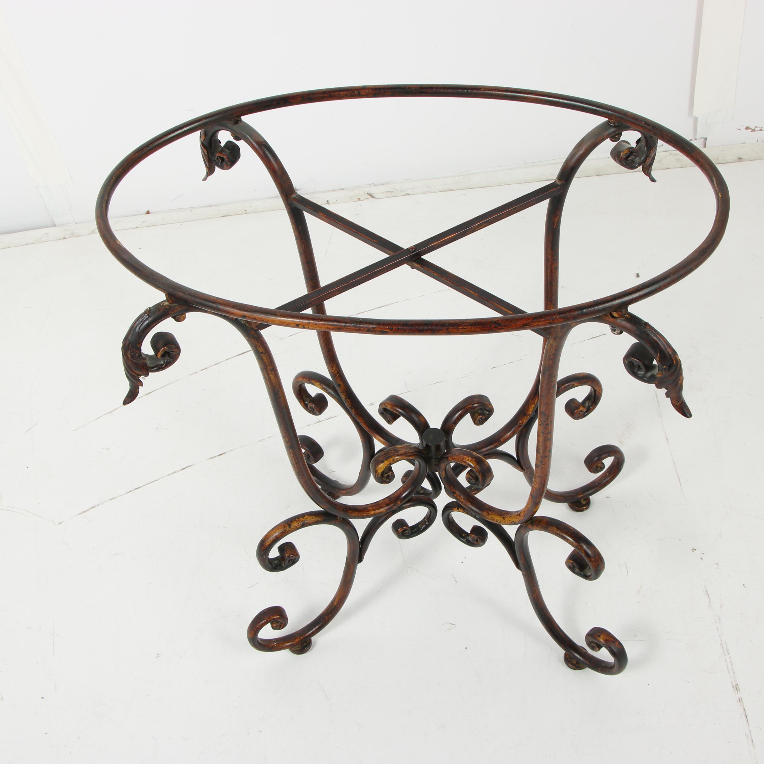 Contemporary Glass Top Accent Table with Wrought Metal Base
