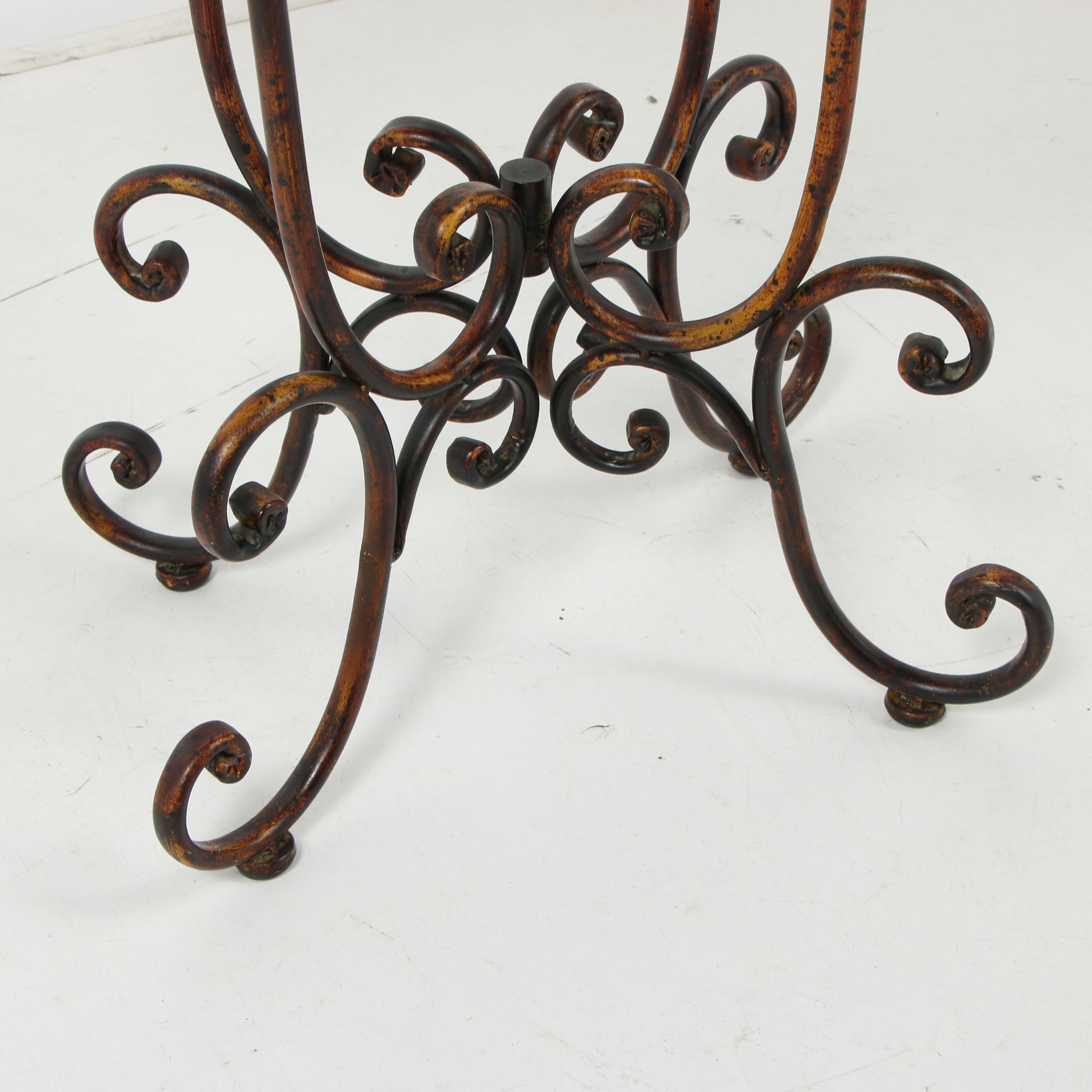 Contemporary Glass Top Accent Table with Wrought Metal Base