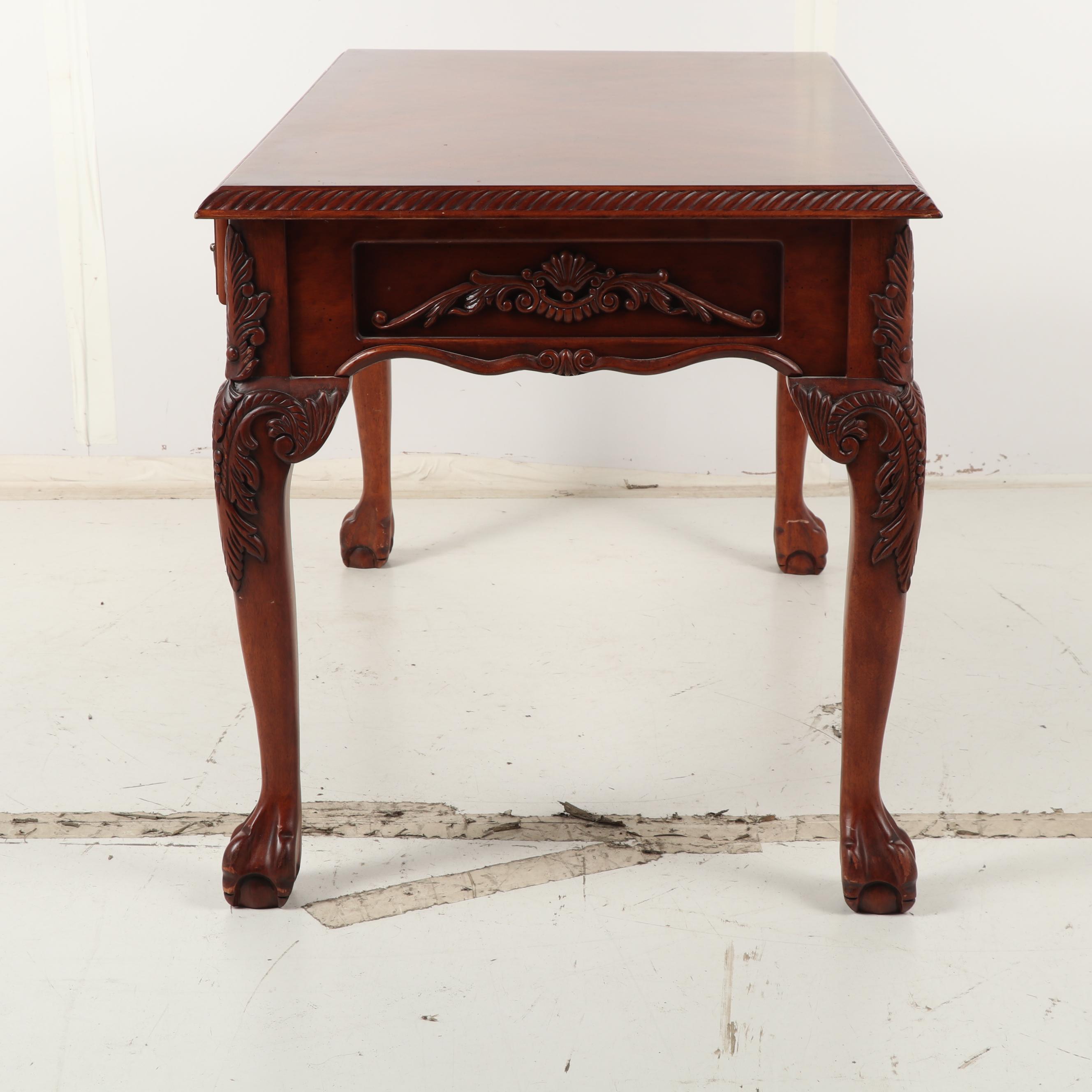 Contemporary Chippendale-Style Wooden Desk with Keyboard Drawer