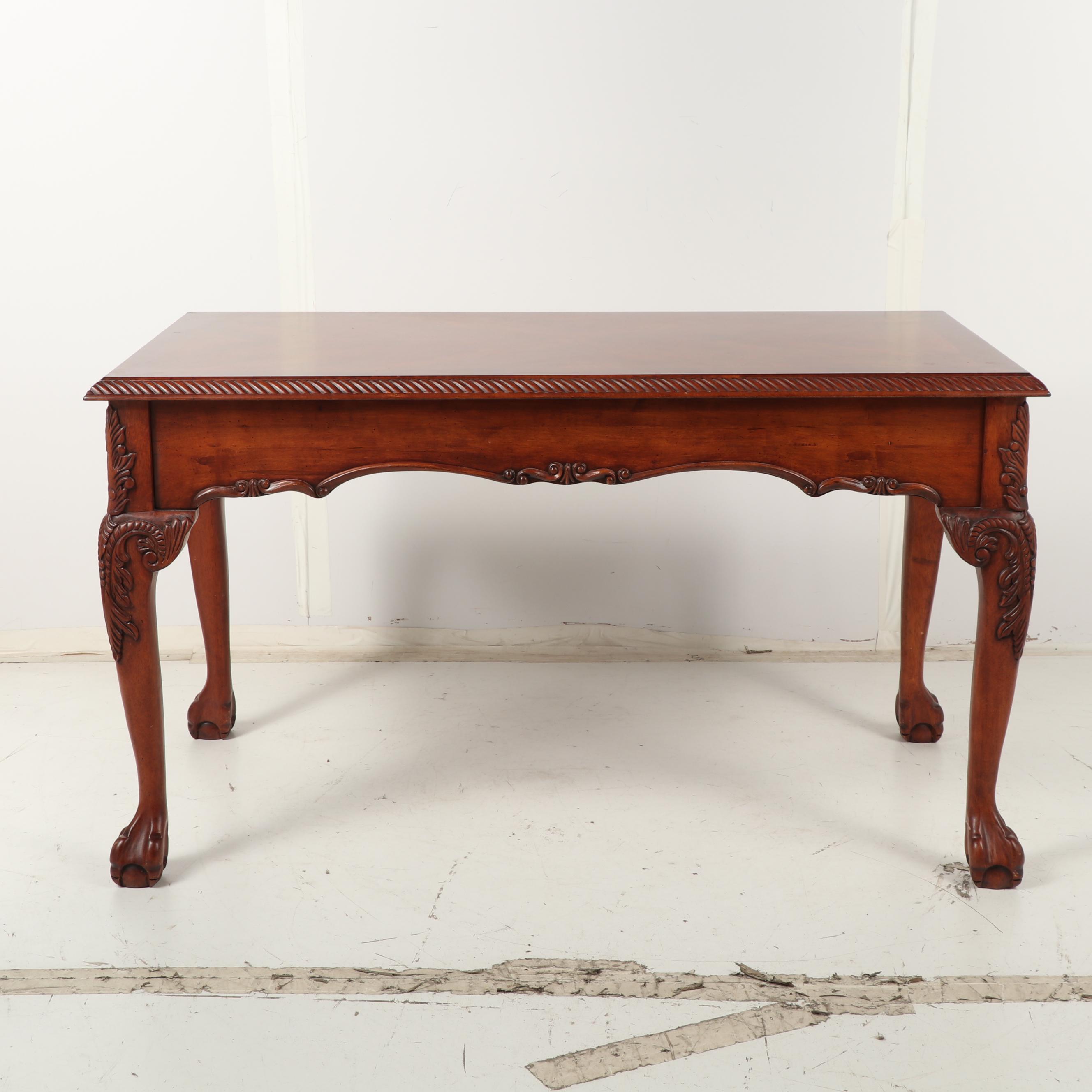 Contemporary Chippendale-Style Wooden Desk with Keyboard Drawer