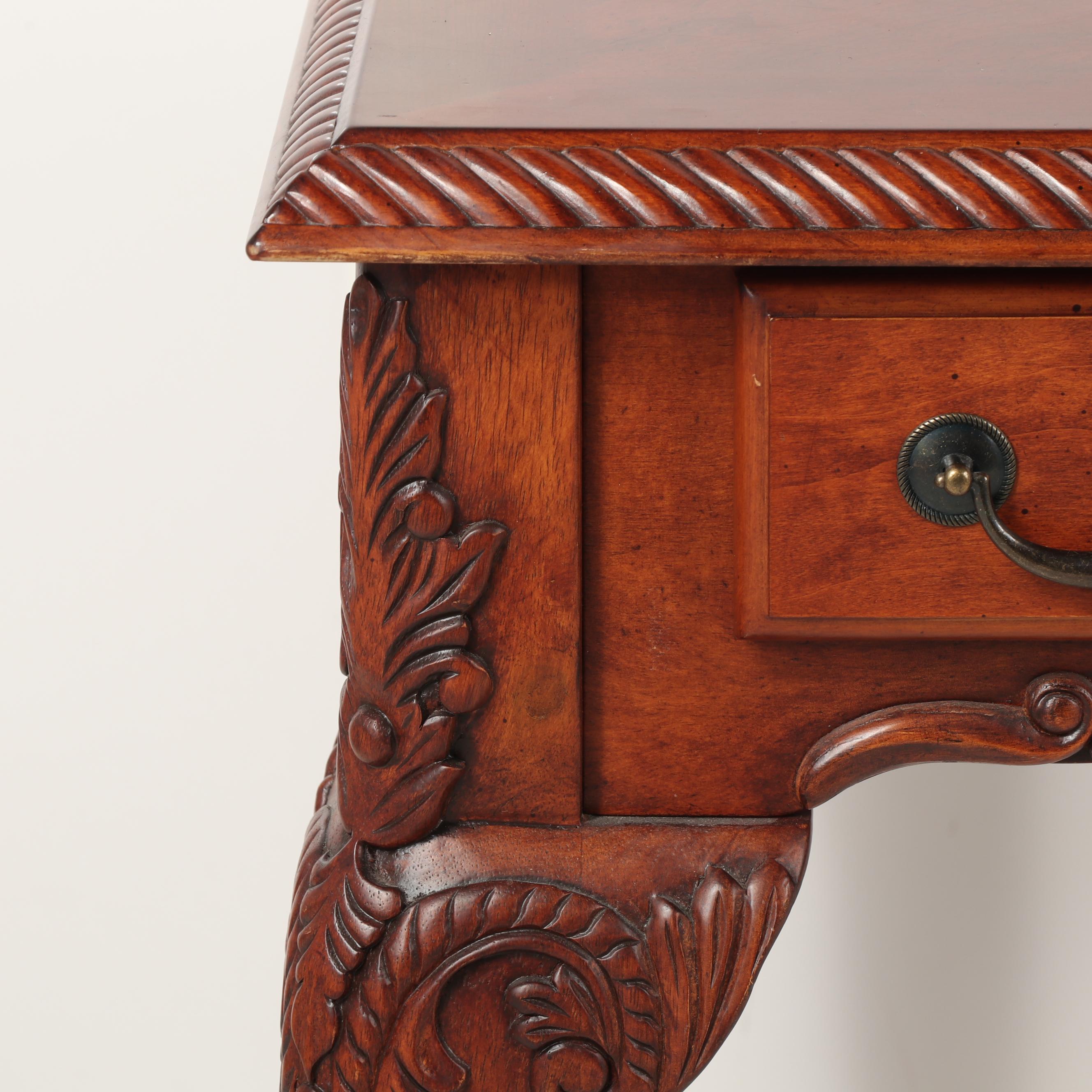 Contemporary Chippendale-Style Wooden Desk with Keyboard Drawer