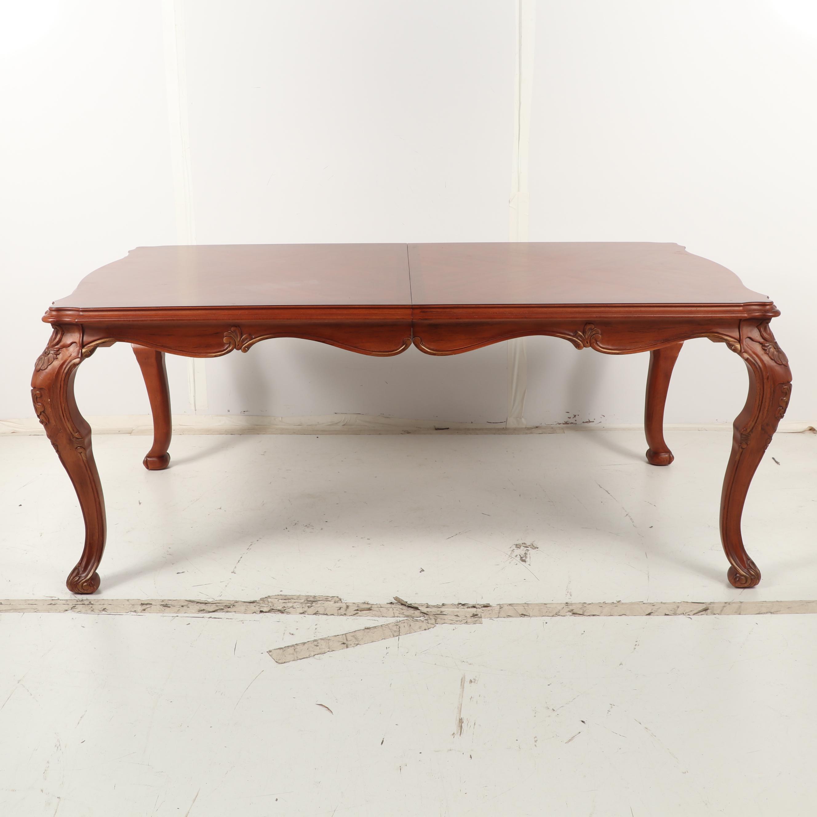 Rococo-Style Parquetry and Carved Dining Table, Contemporary
