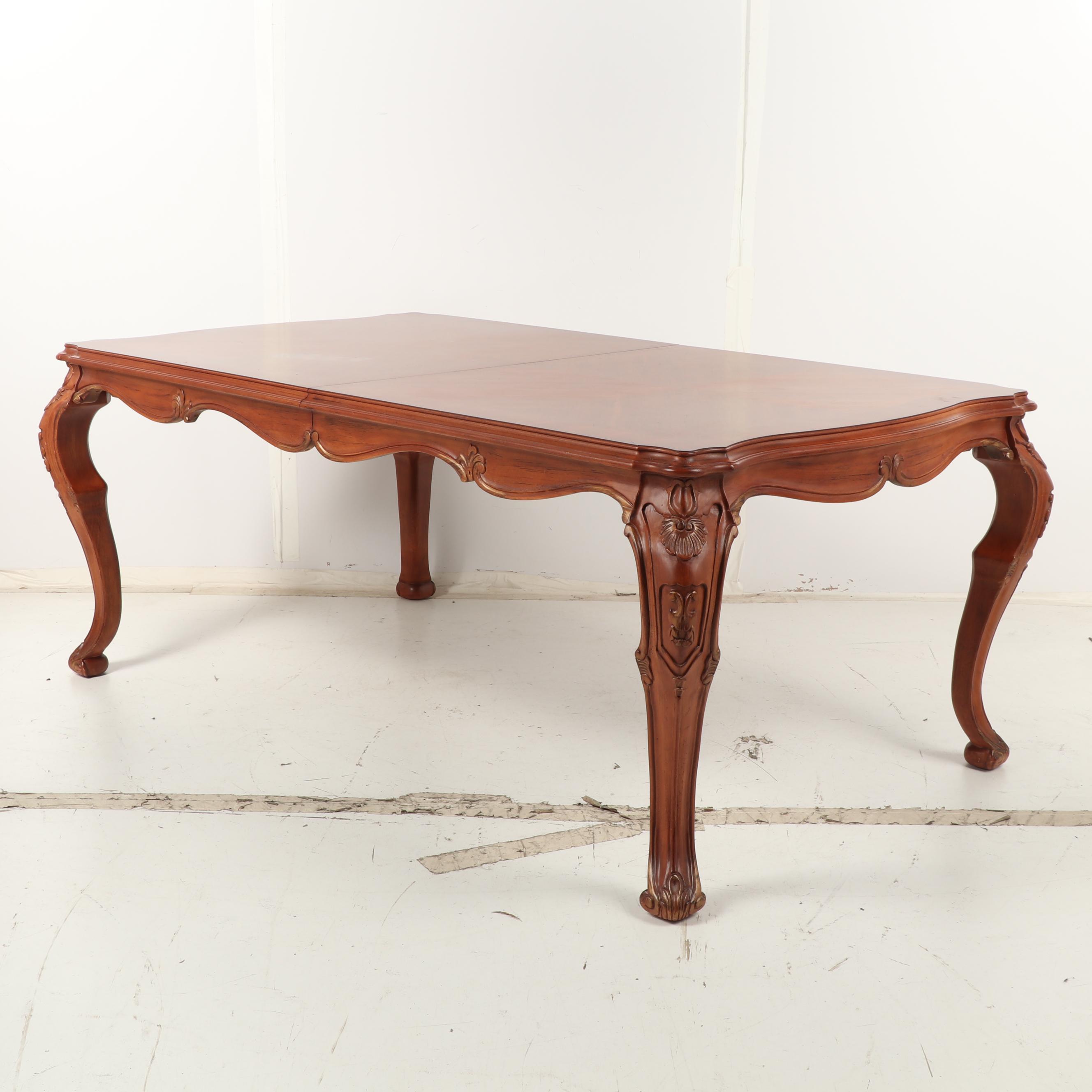 Rococo-Style Parquetry and Carved Dining Table, Contemporary
