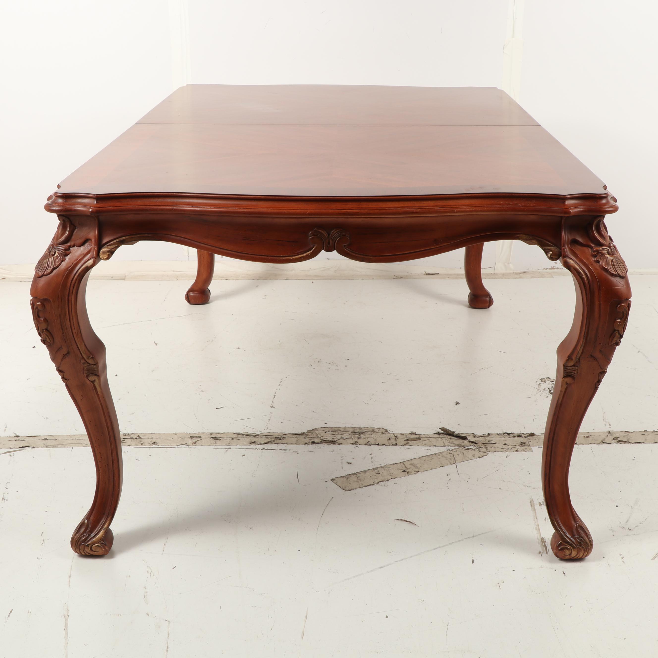 Rococo-Style Parquetry and Carved Dining Table, Contemporary