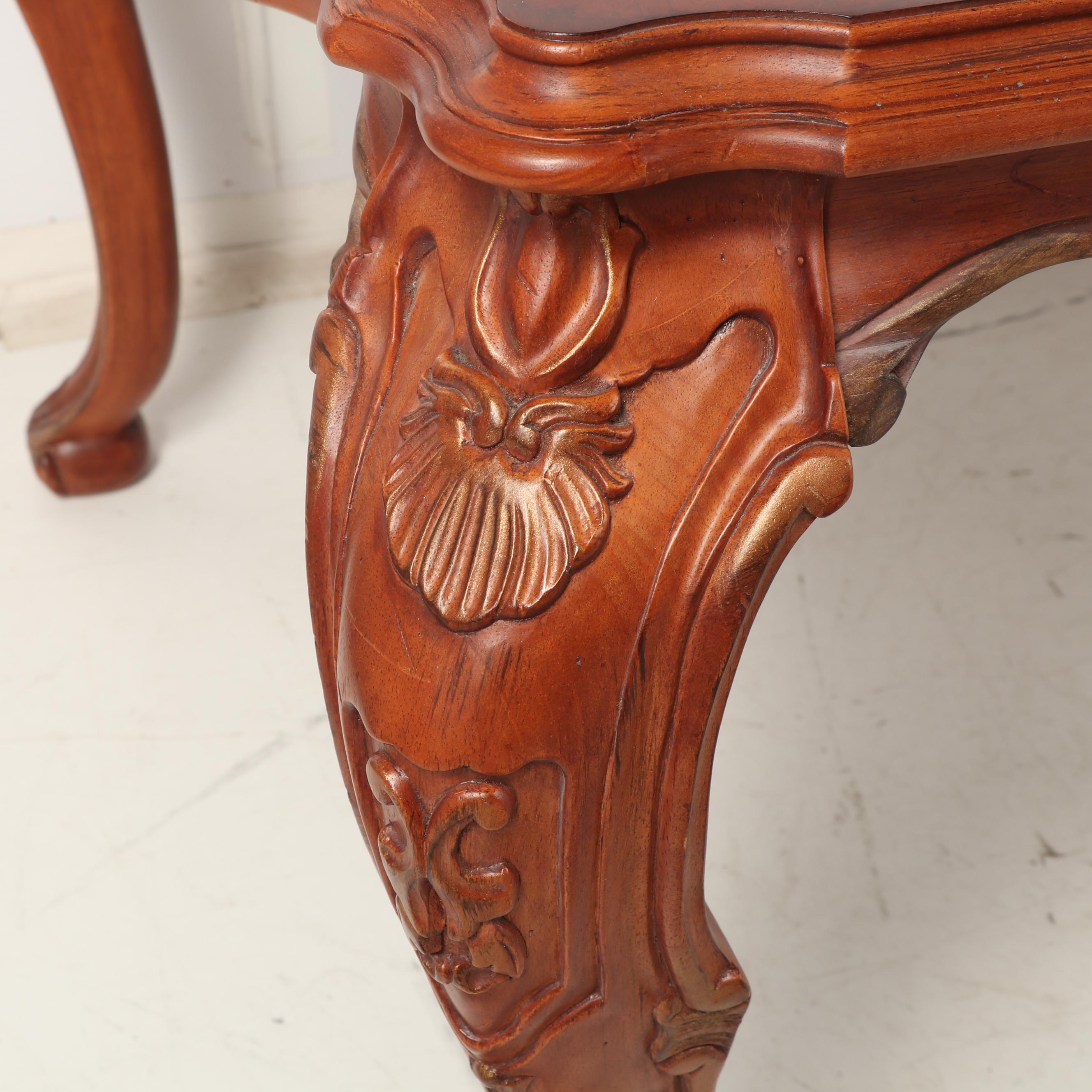 Rococo-Style Parquetry and Carved Dining Table, Contemporary