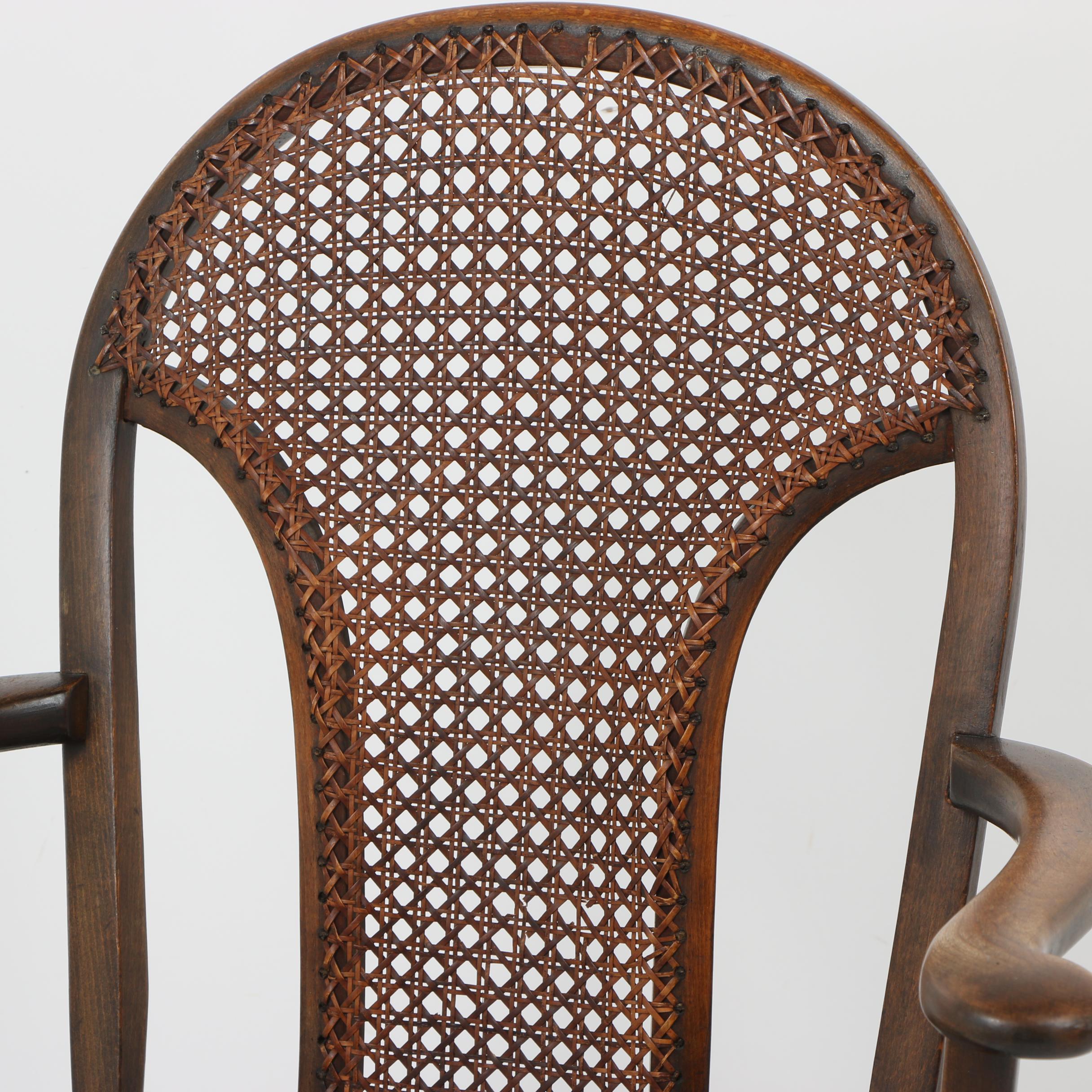 Queen Anne-Style Wooden Armchair with Caning