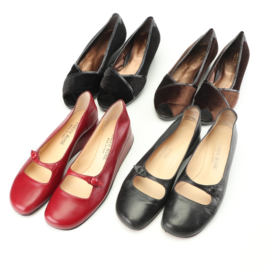 Women's Taryn Rose Wedges in Velvet, Leather and Satin, Size 40M