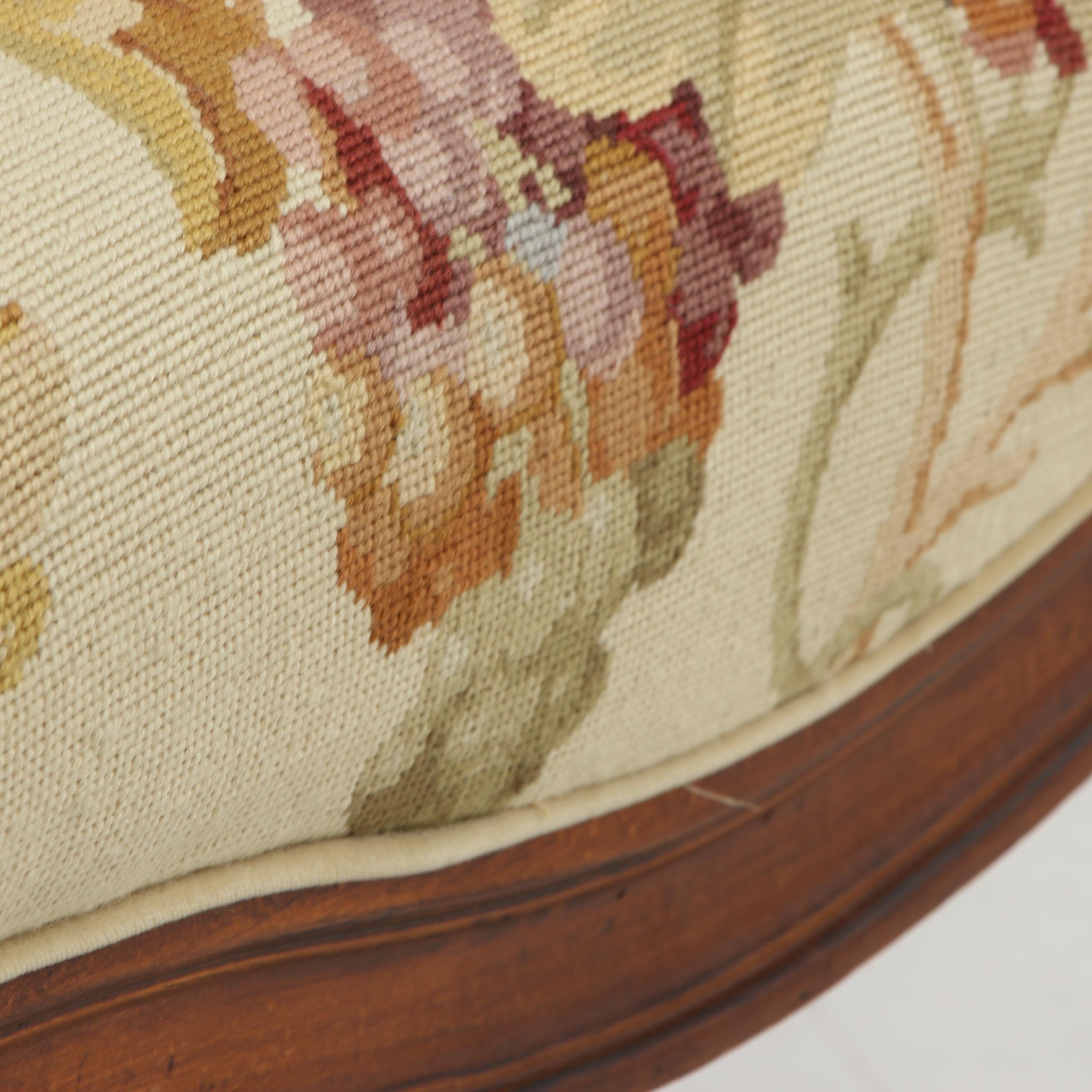 Louis XVI Needlepoint Upholstered Armchair, Contemporary