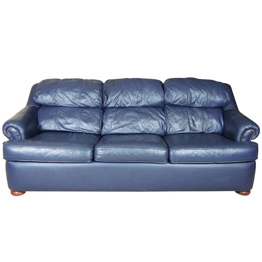 Lackawanna Navy Leather Sleeper Sofa
