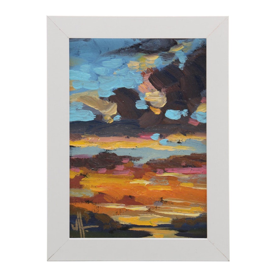 William Hawkins Oil Painting of Sunset