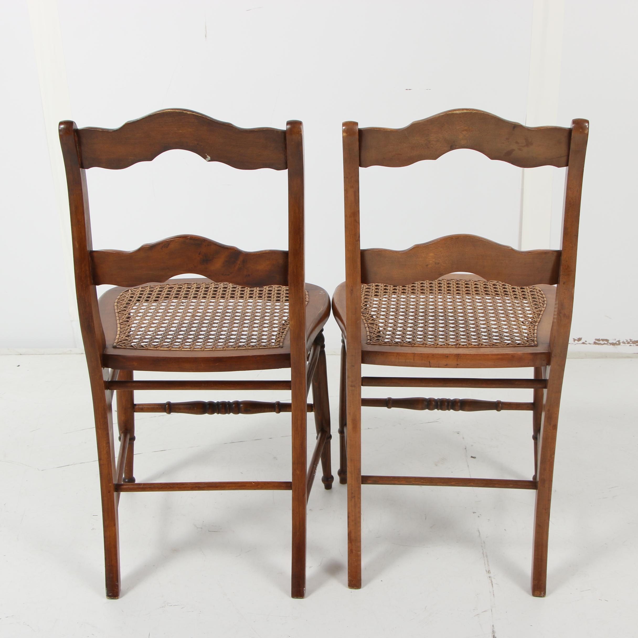 Maple Ladder Back Side Chairs with Cane Seats