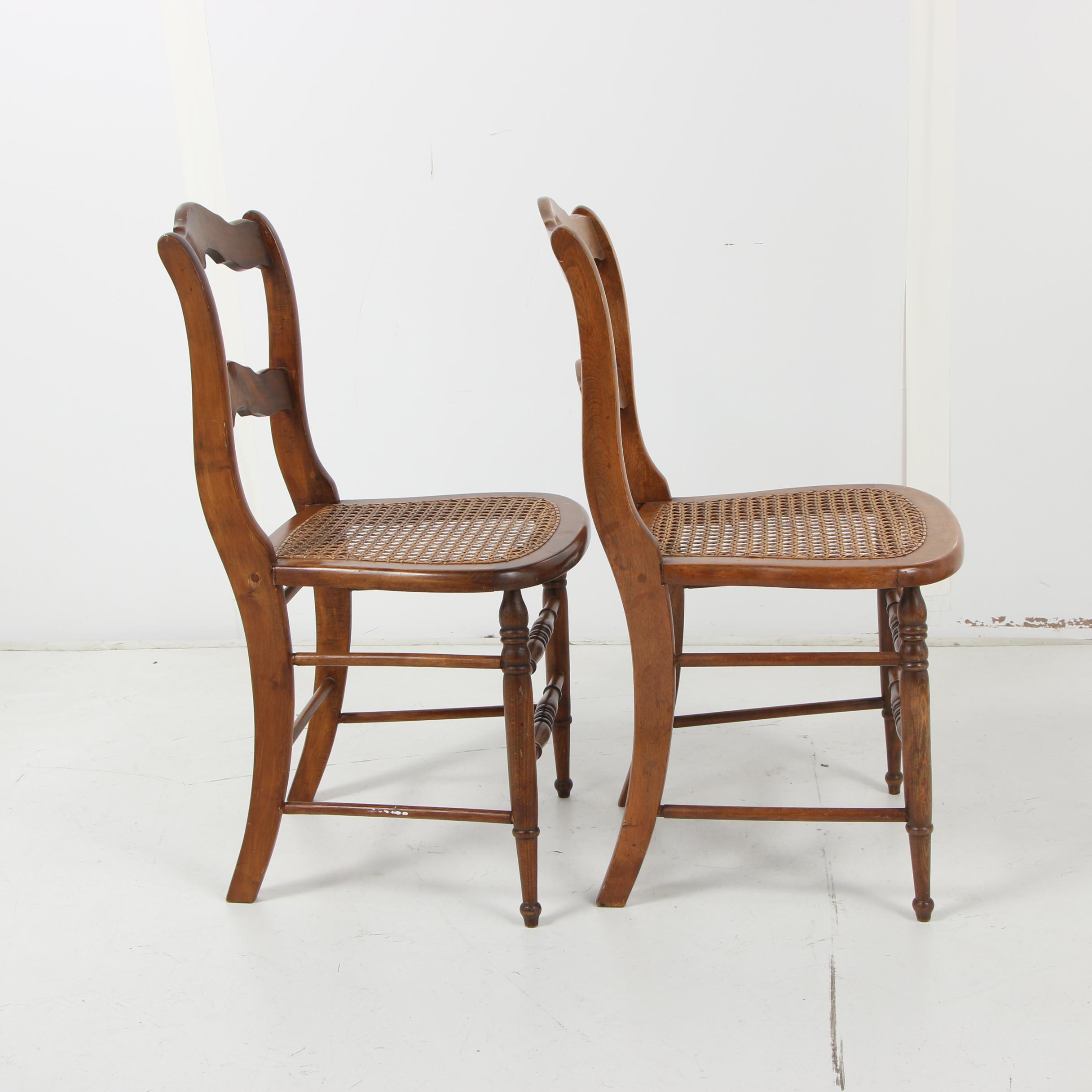 Maple Ladder Back Side Chairs with Cane Seats