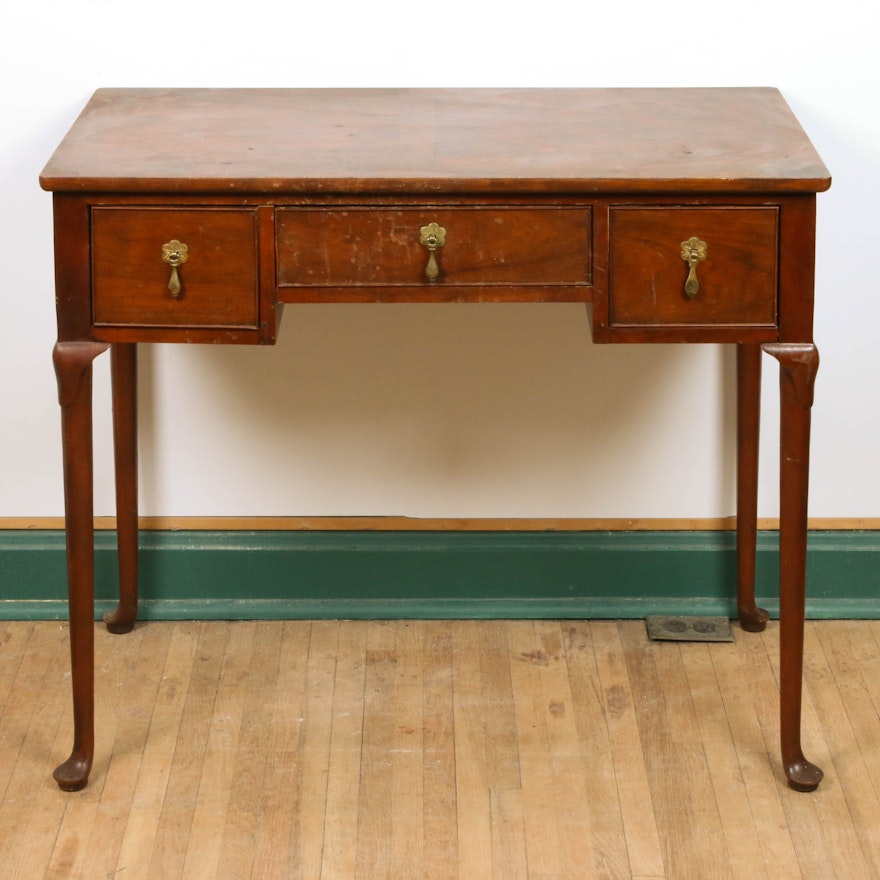Queen Anne Style Burlwood Maple Writing Desk from Baker Furniture , 20th Century