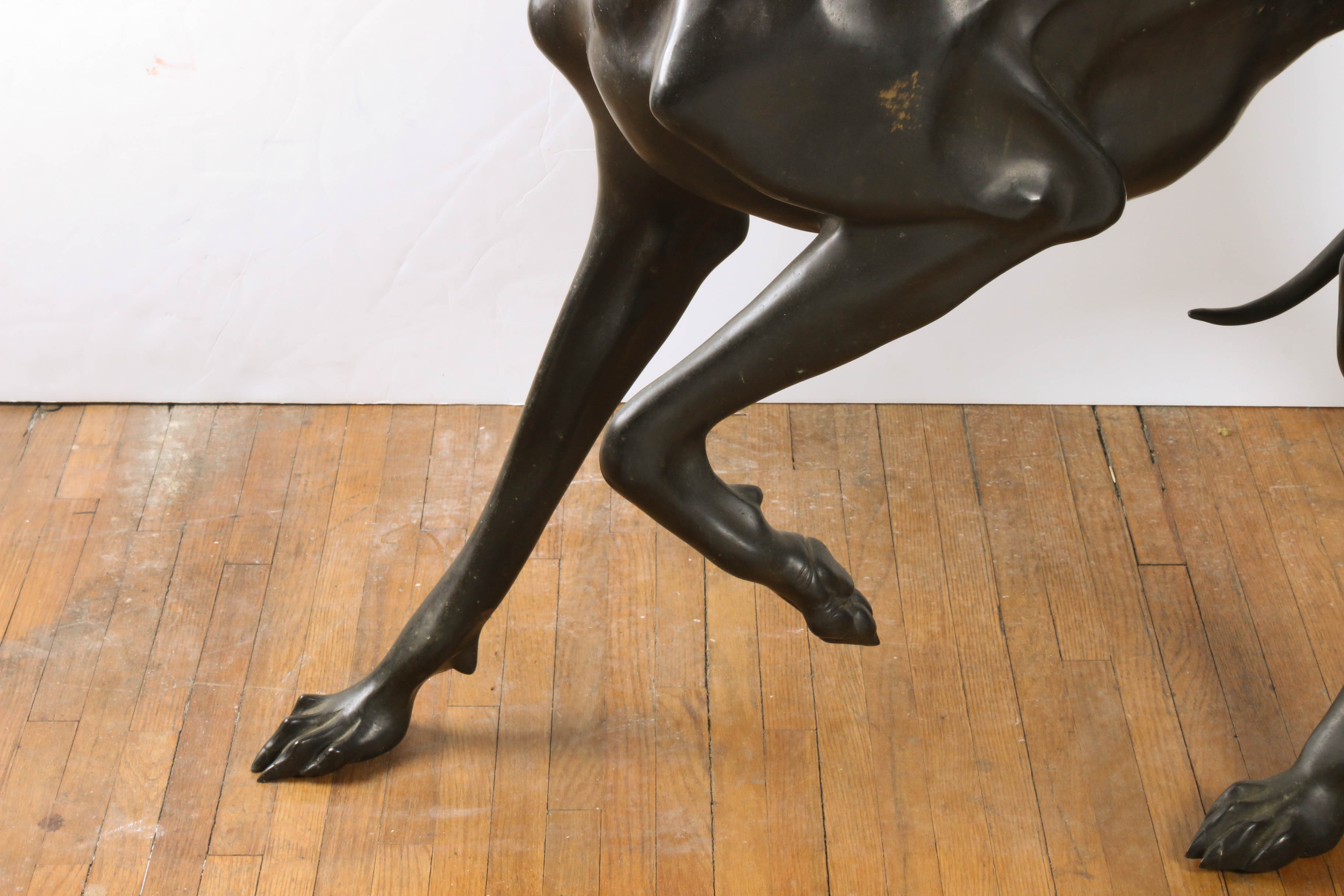 Large-Scale Cast Bronze Greyhound Statue, Mid-Century