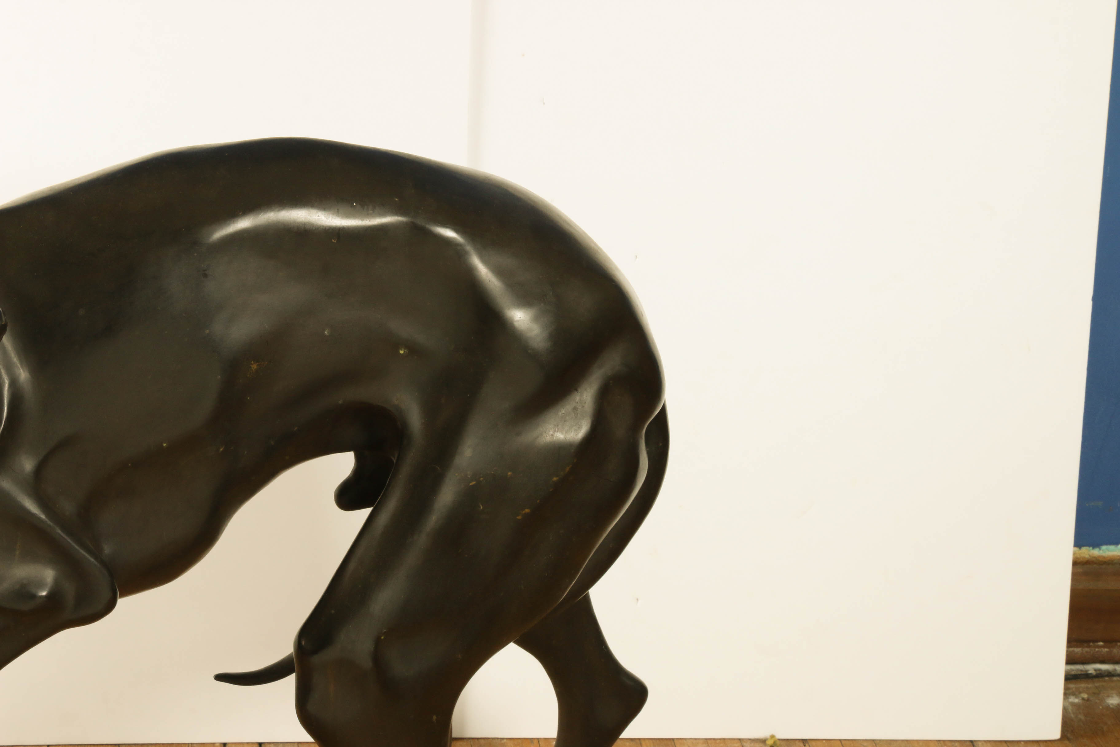 Large-Scale Cast Bronze Greyhound Statue, Mid-Century