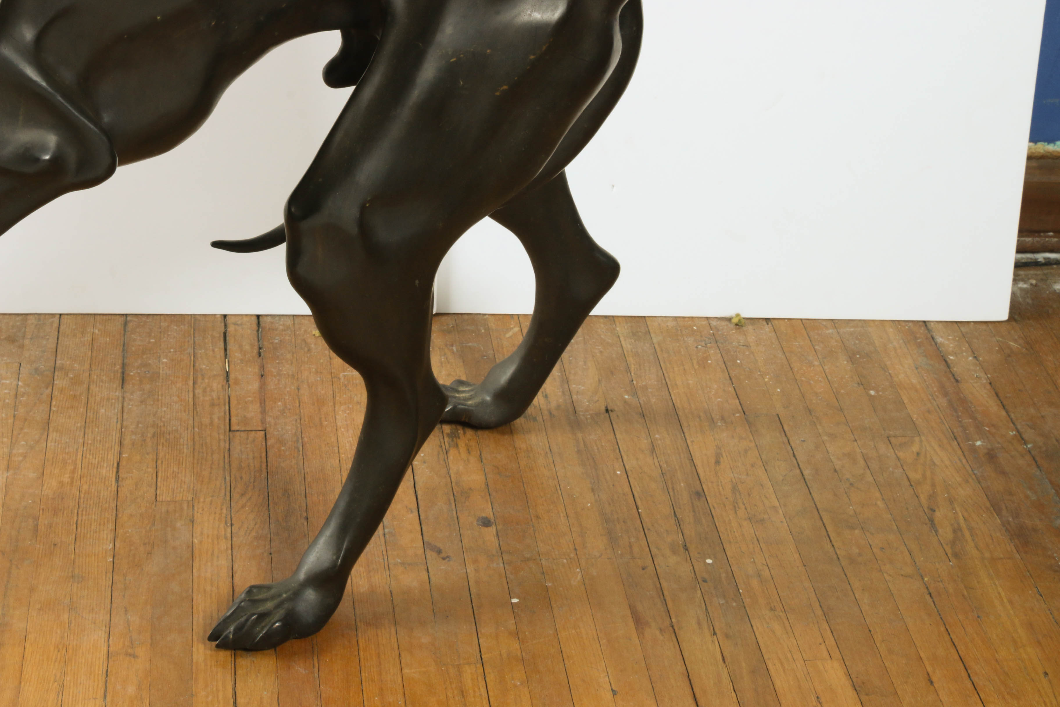 Large-Scale Cast Bronze Greyhound Statue, Mid-Century