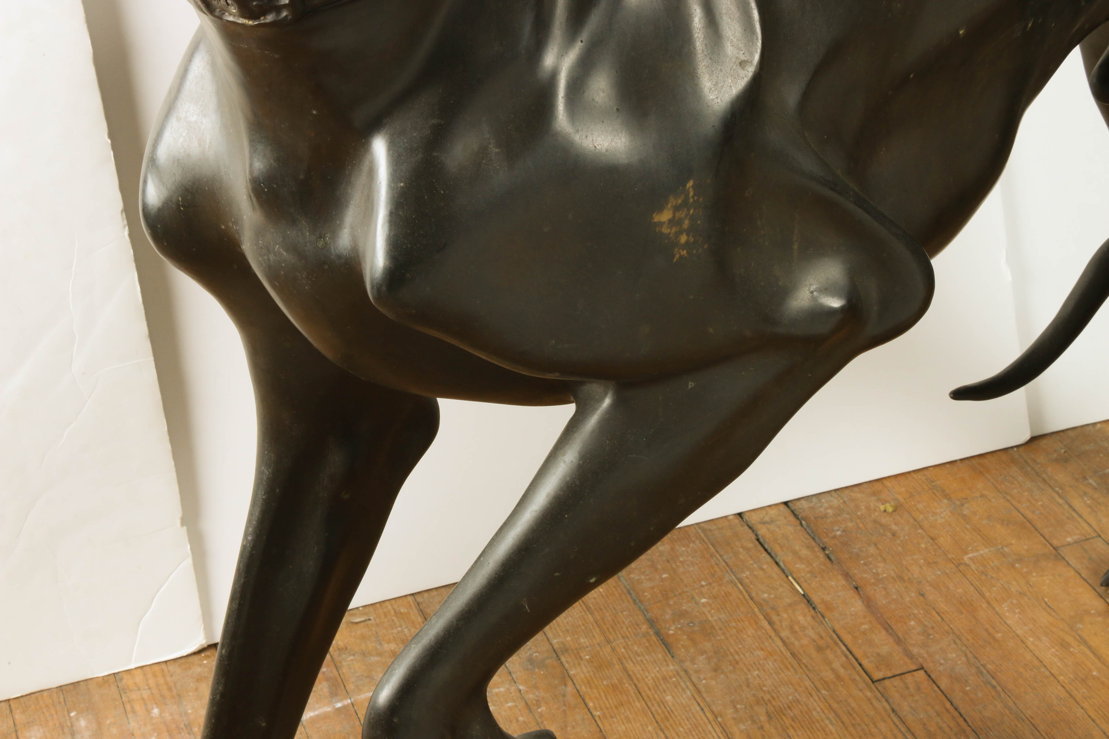 Large-Scale Cast Bronze Greyhound Statue, Mid-Century