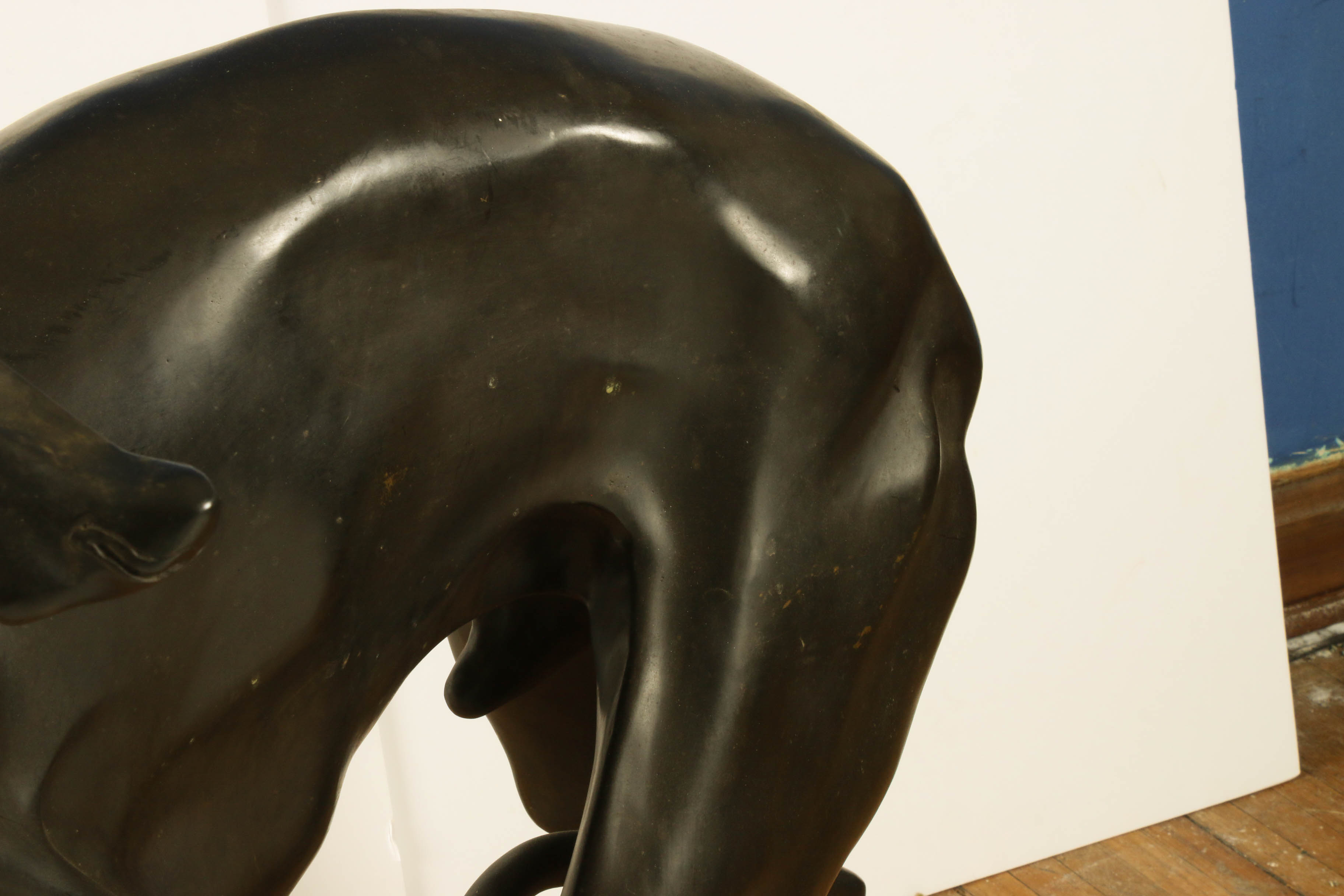 Large-Scale Cast Bronze Greyhound Statue, Mid-Century