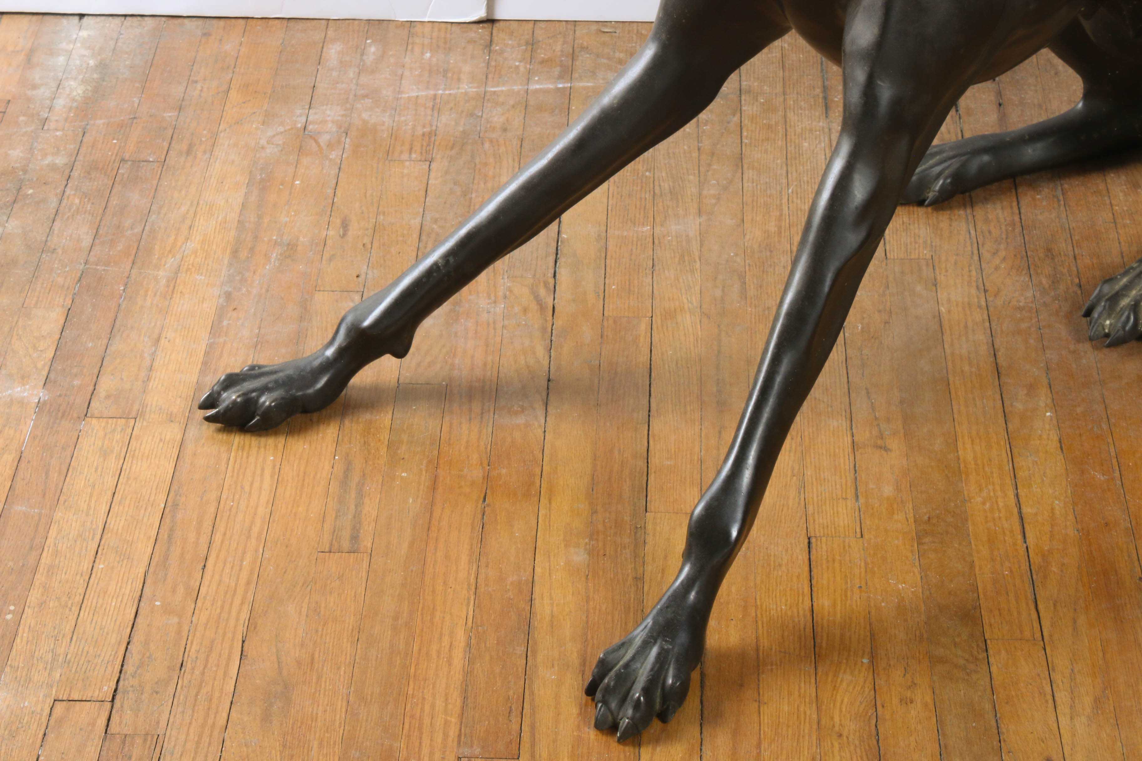 Large-Scale Cast Bronze Greyhound Statue, Mid-Century