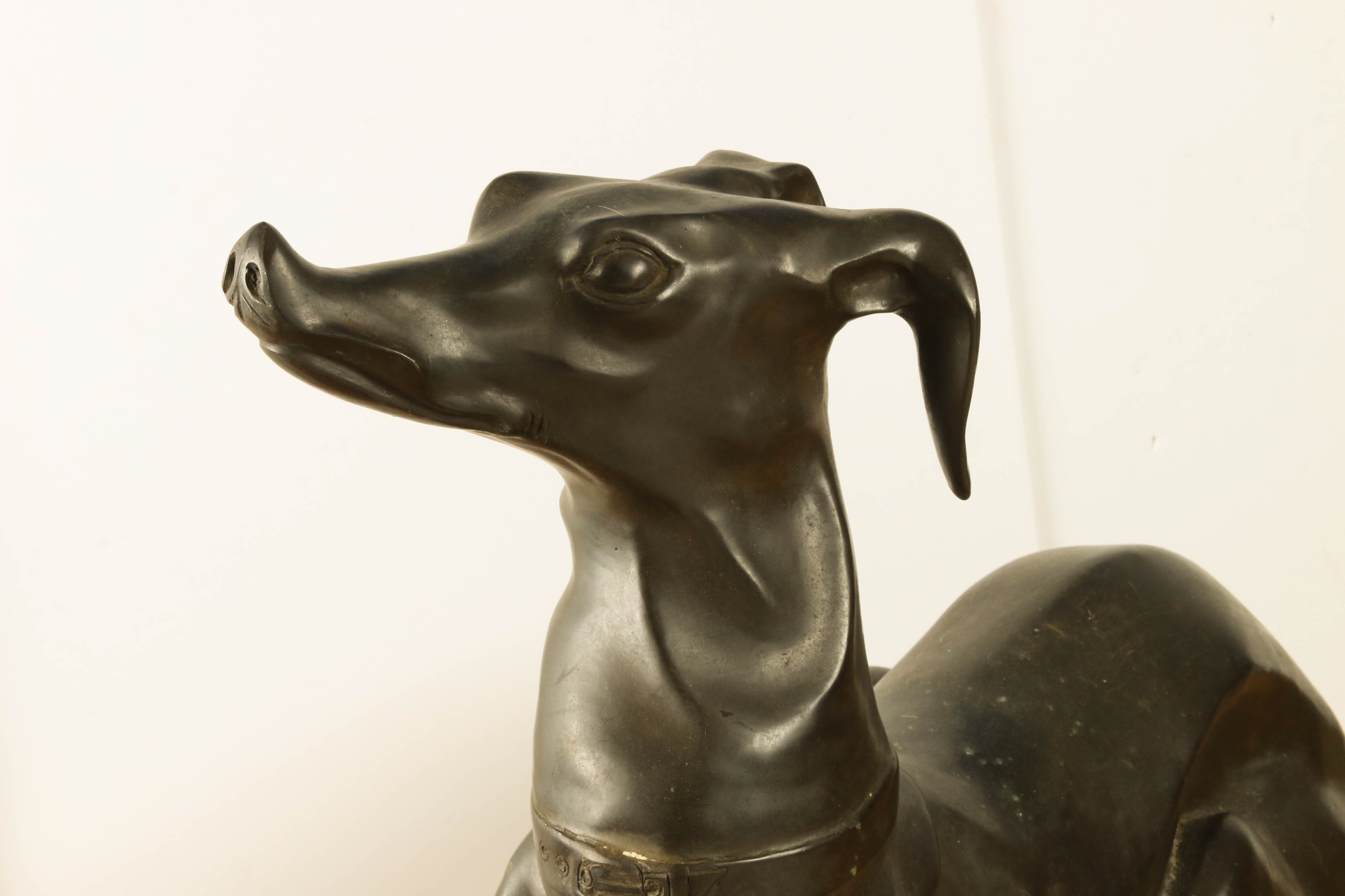 Large-Scale Cast Bronze Greyhound Statue, Mid-Century