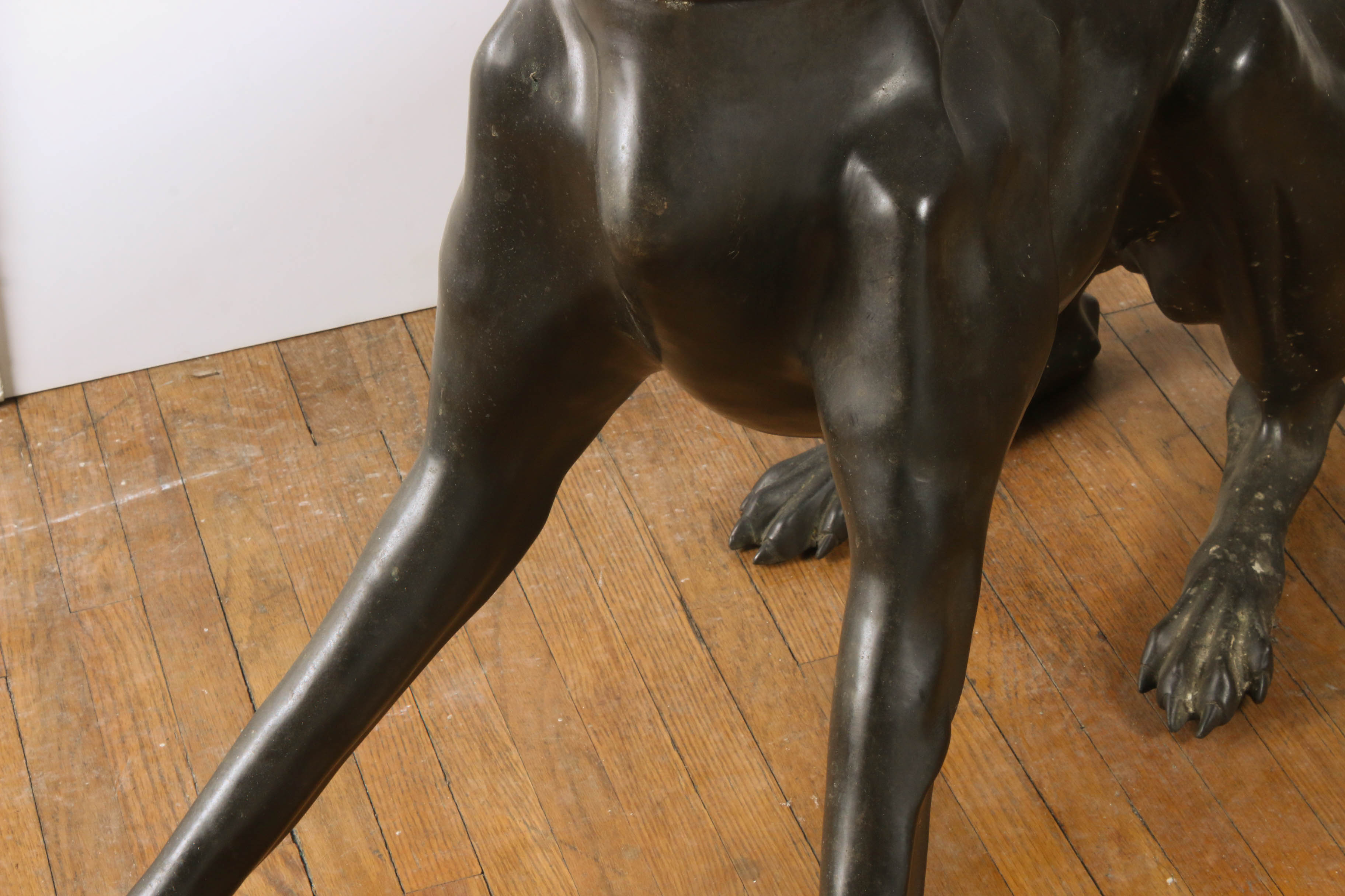 Large-Scale Cast Bronze Greyhound Statue, Mid-Century