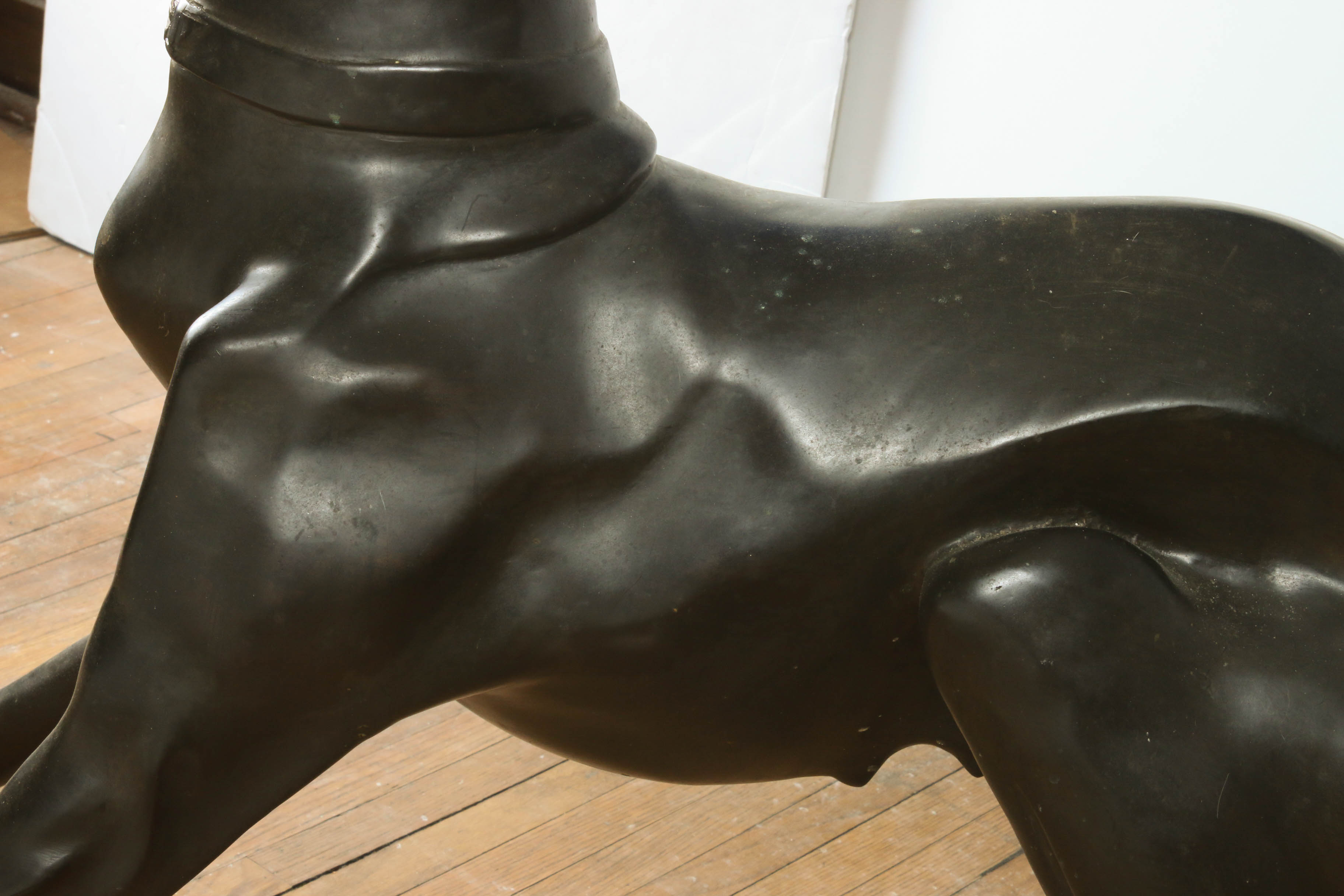 Large-Scale Cast Bronze Greyhound Statue, Mid-Century